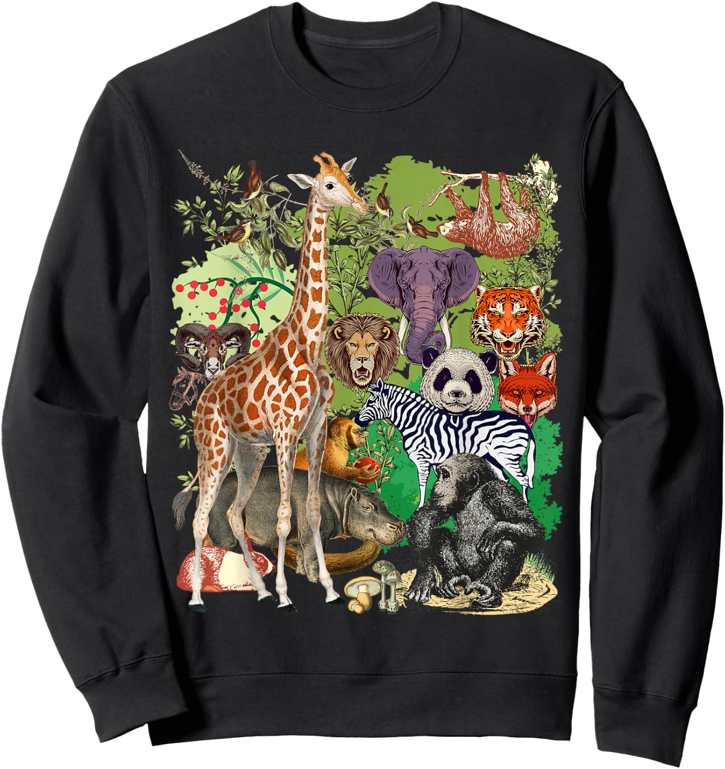 Jungle Animal Wildlife Safari Zoo Theme Forest Wild Animals Sweatshirt - Sweatshirt | Black