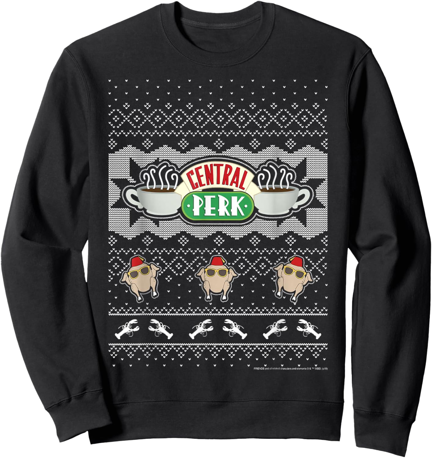 Friends Christmas Central Perk Ugly Sweater Style Sweatshirt - Sweatshirt | Black