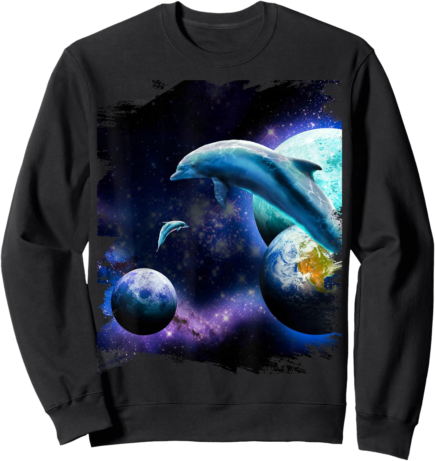 Galaxy Dolphin - Dolphins In Space Sweatshirt - Sweatshirt | Black