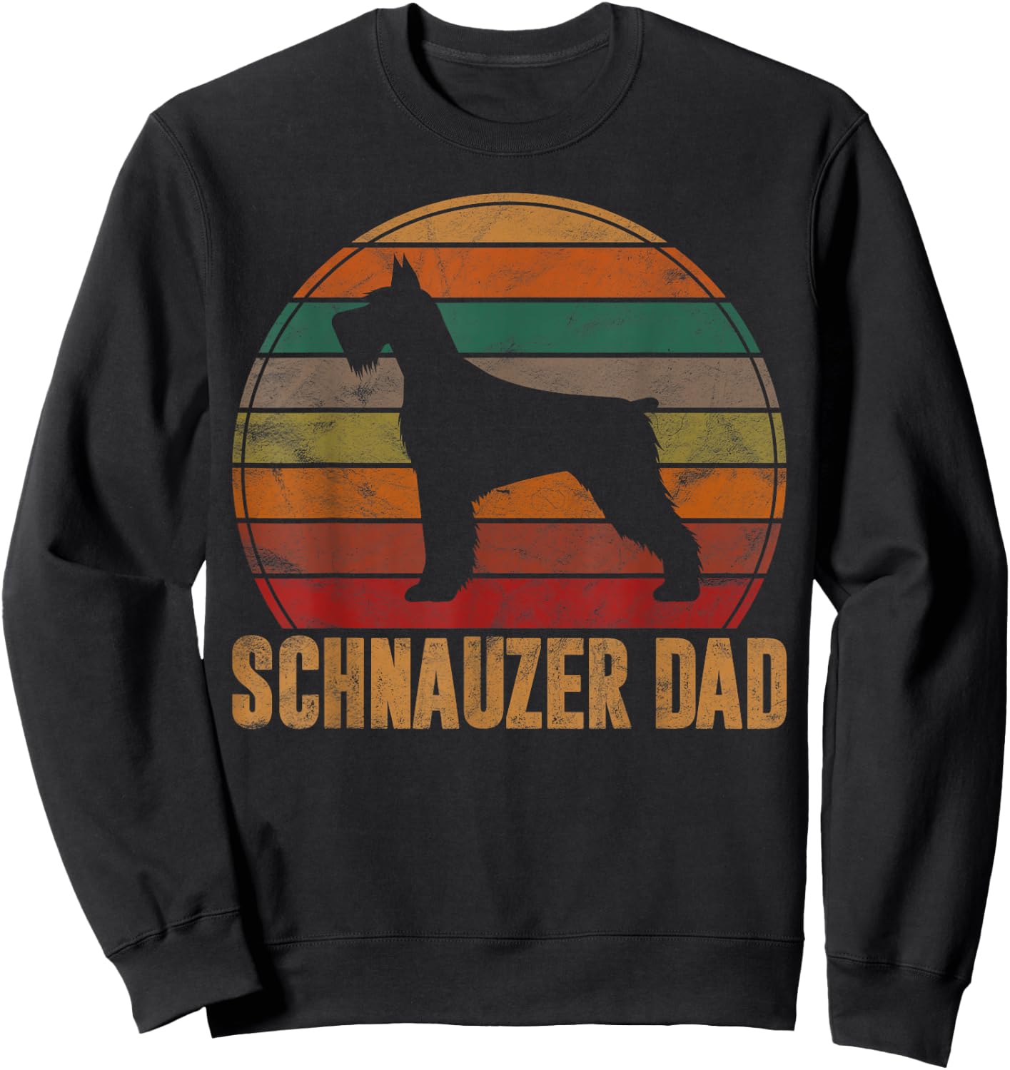 Retro Schnauzer Dad Gift Standard Giant Dog Owner Pet Father Sweatshirt - Sweatshirt | Black