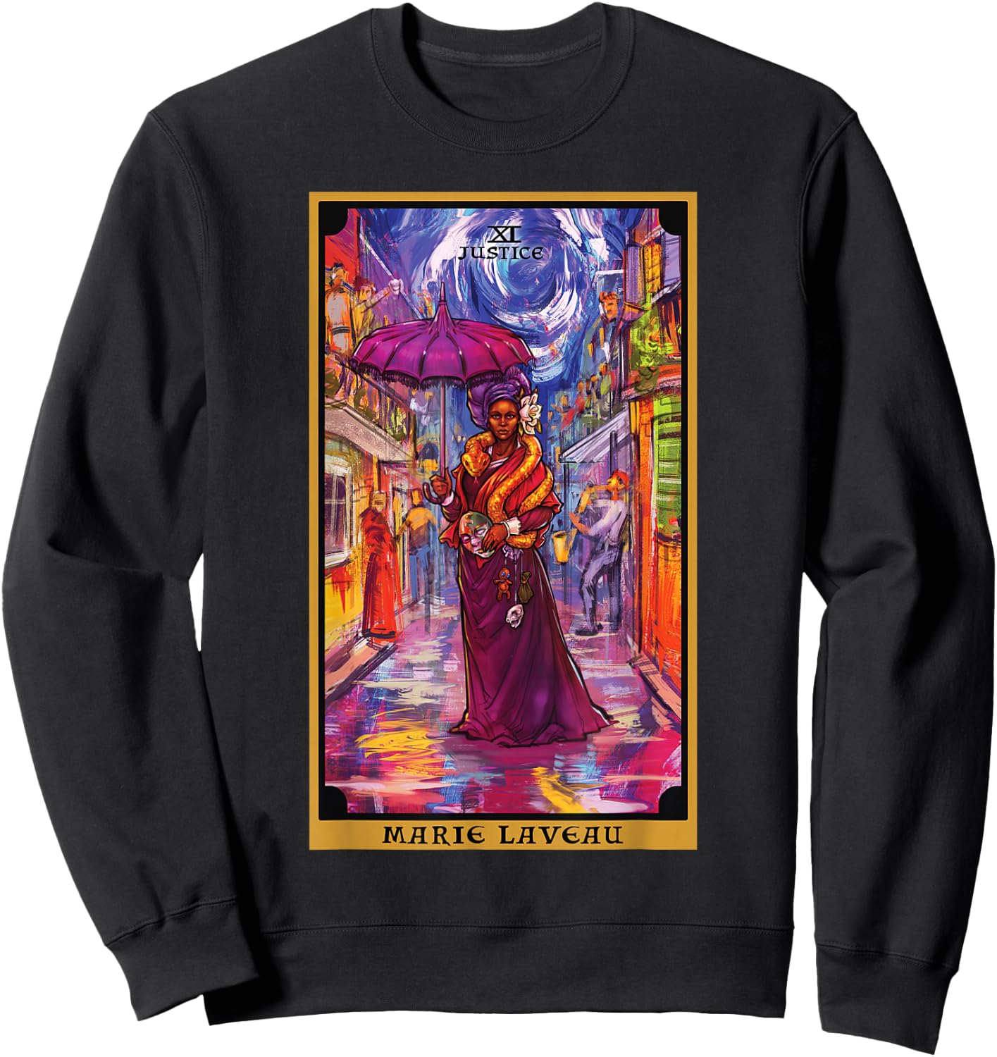 Marie Laveau Justice Tarot Card Voodoo Witch New Orleans Sweatshirt - Sweatshirt | Black
