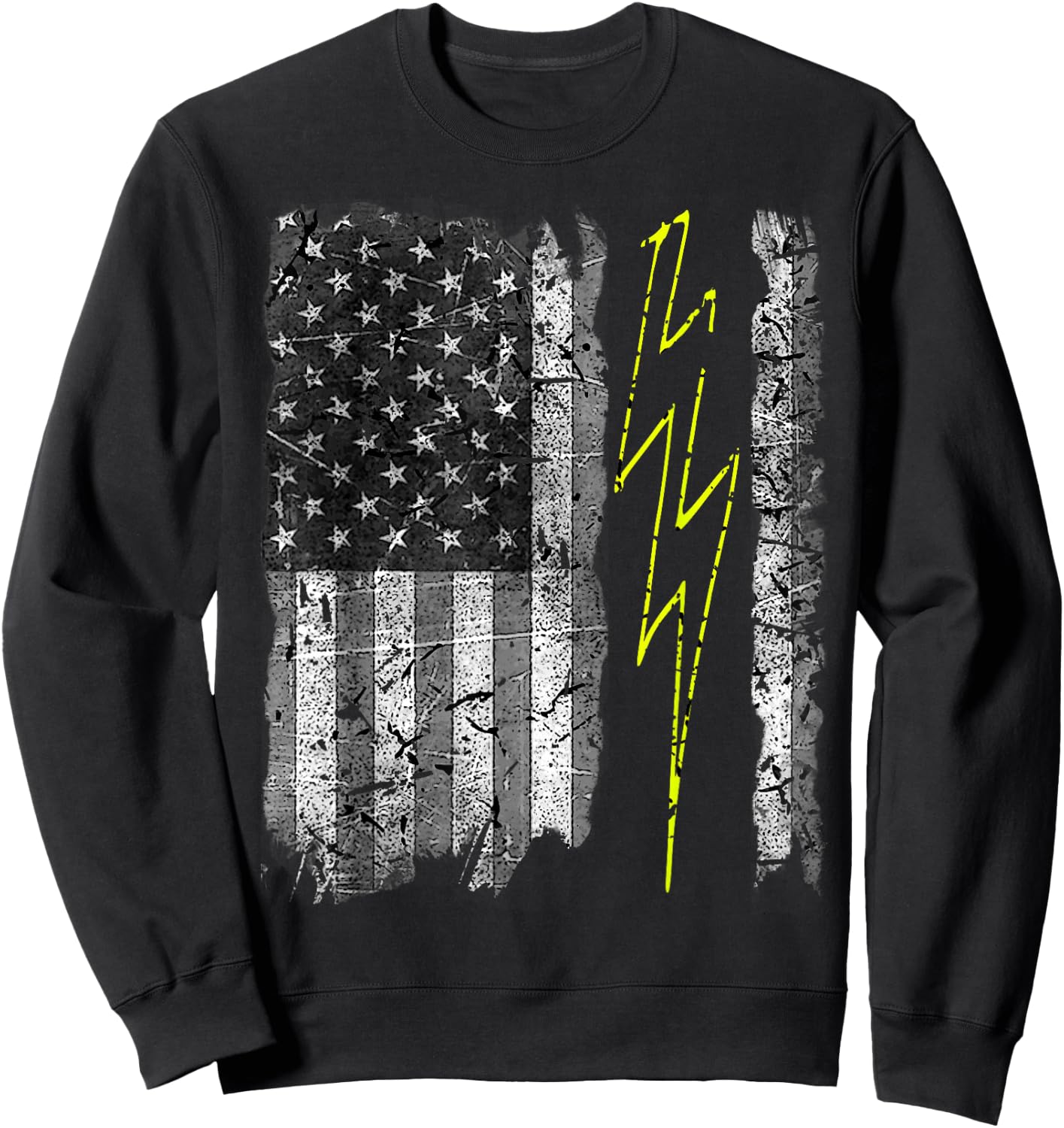 Vintage US Flag Sparky Electrician Electrical Worker Sweatshirt - Sweatshirt | Black
