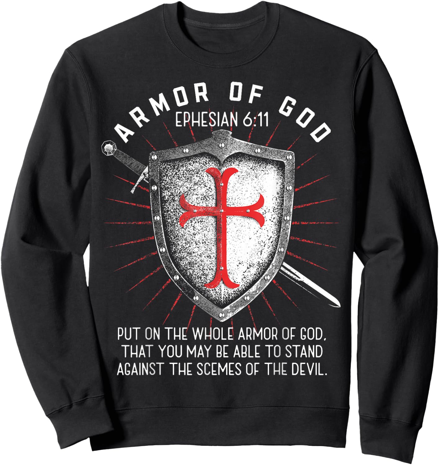 Armor Of God Ephesians 6:17 Bible Verse T Christian Sweatshirt - Sweatshirt | Black