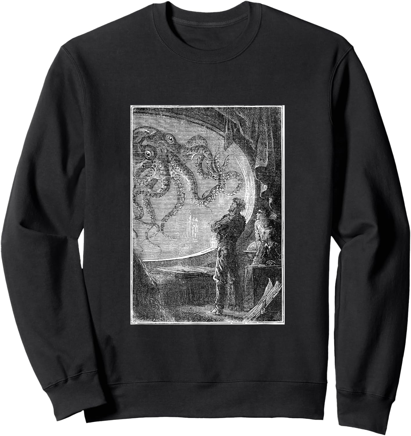 Captain Nemo Watching the Giant Squid Sweatshirt - Sweatshirt | Black