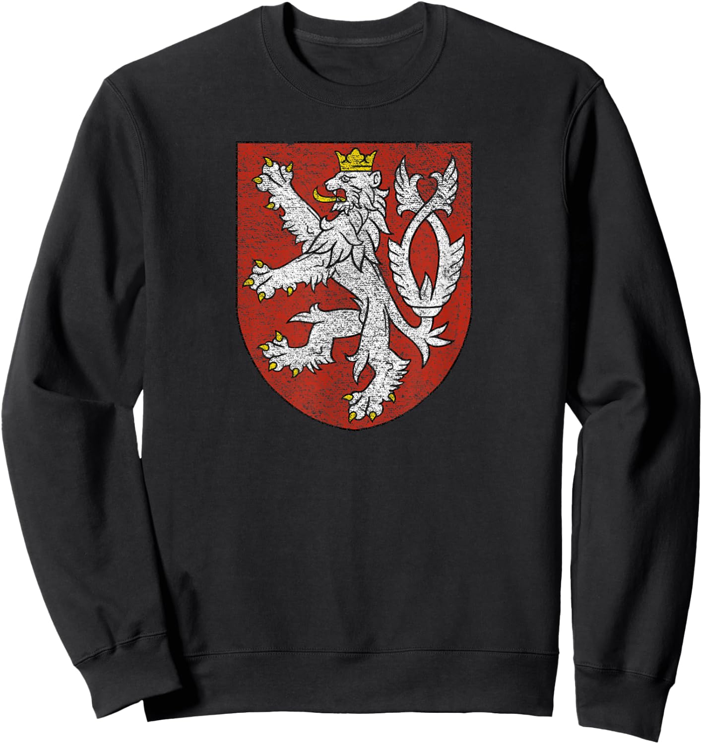 National Flag of Czech Republic Coat of Arms Czech Republic Coat of Arms Bohemia Flag Double-tailed Lion Sweatshirt - Sweatshirt | Black