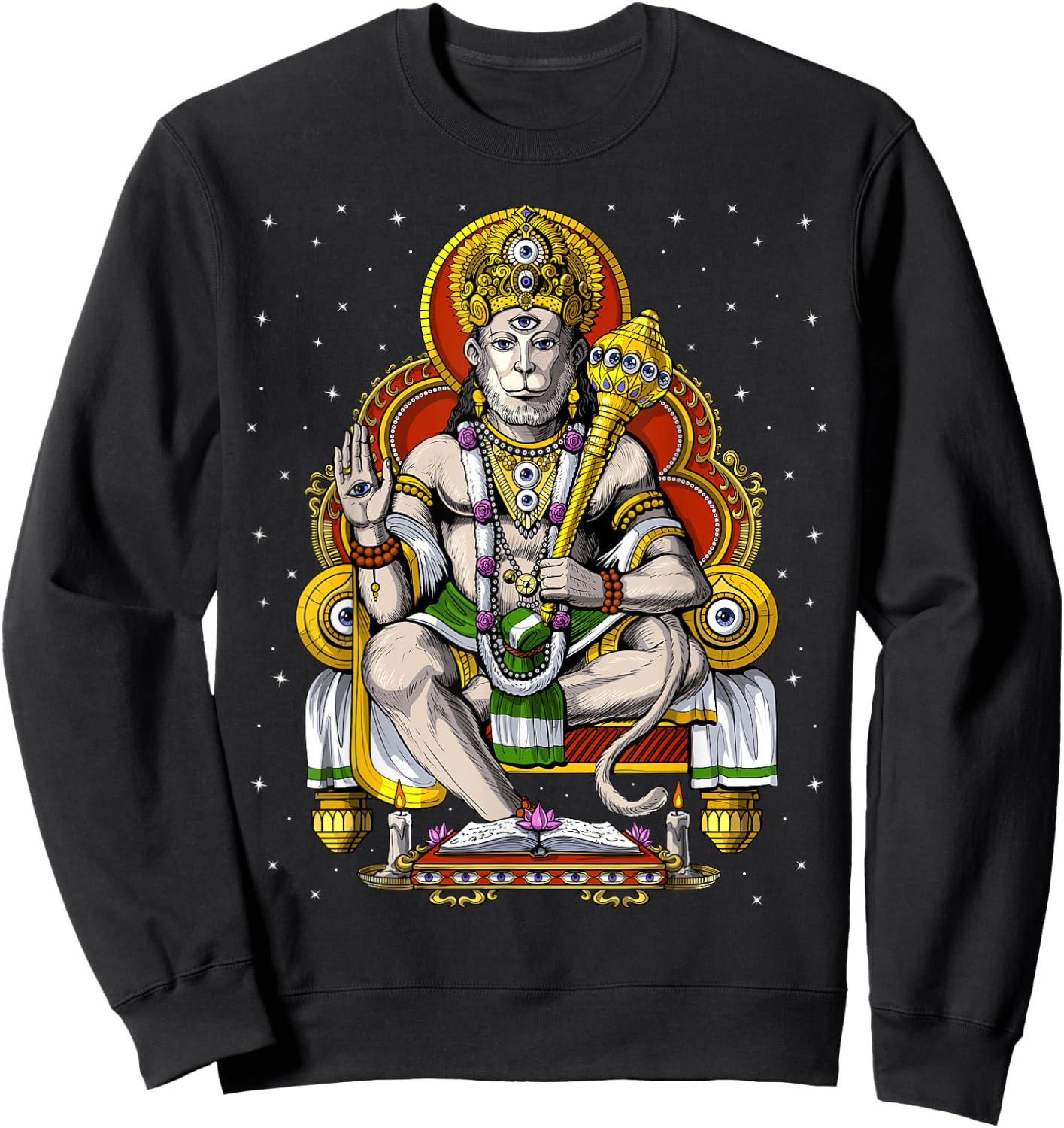 Hanuman Hindu God Hinduism Monkey Jainism Buddhism Spiritual Sweatshirt - Sweatshirt | Black