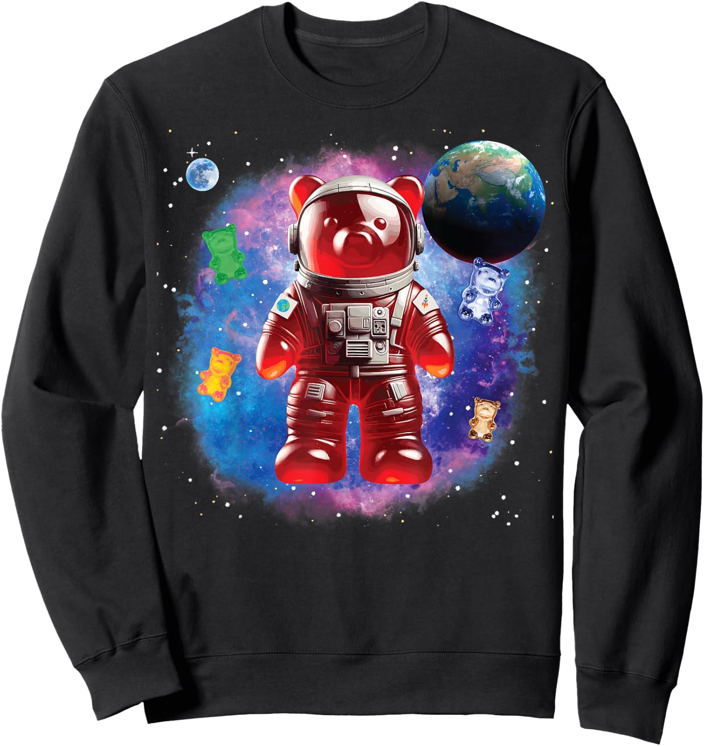 Gummy Bear in Space, Funny Gummy Bear Sweatshirt - Sweatshirt | Black