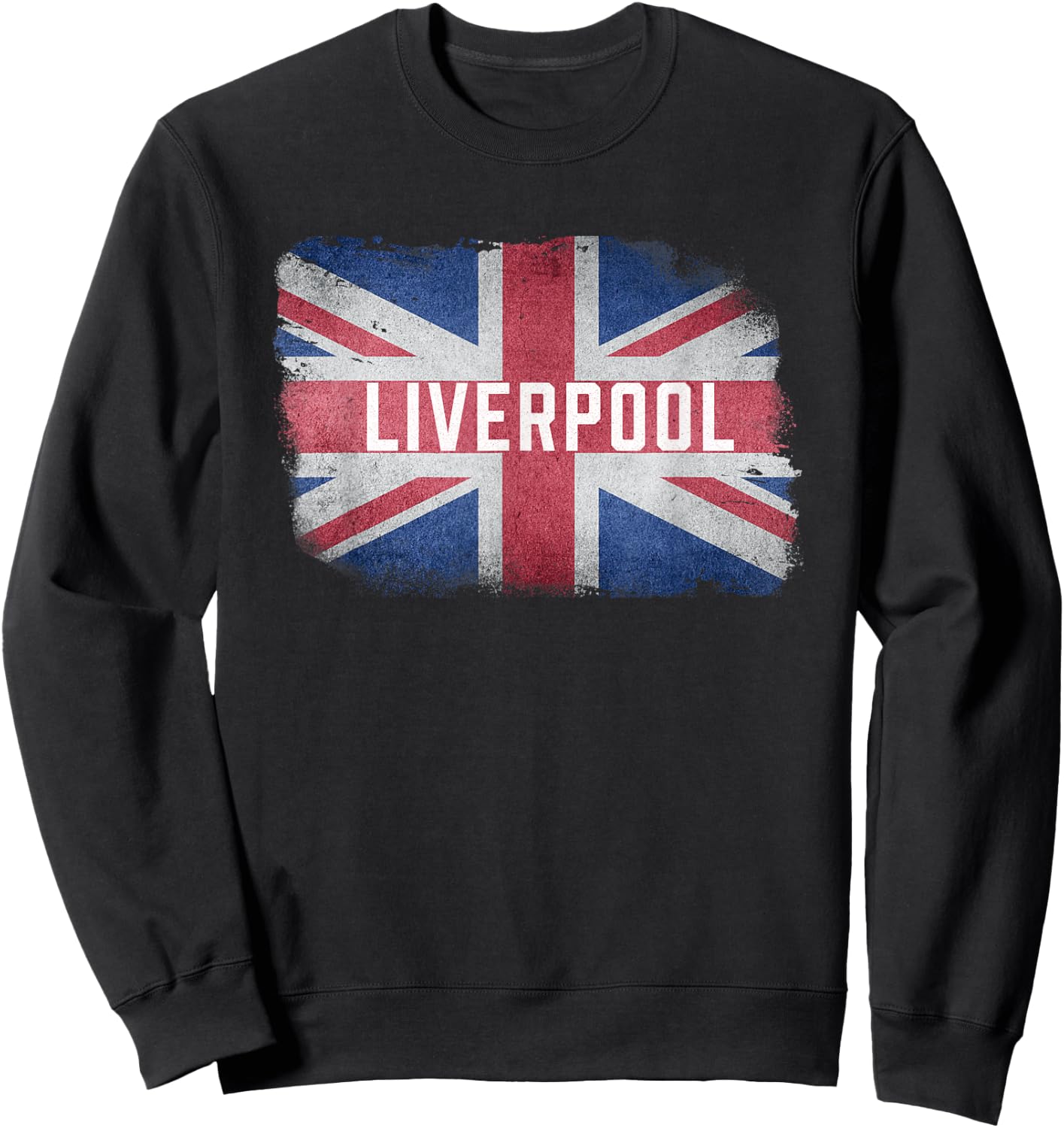 Liverpool | United Kingdom British Flag Vintage UK Scouser Sweatshirt - Sweatshirt | Black