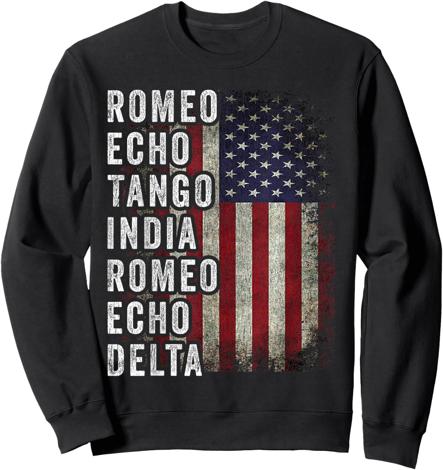Got Your Six Apparel Inc. Retired Military Phonetic Alphabet Retirement Announcement - -Adults - Black - Short Sleeve - Small - Classic Fit - Cotton, Polyester Sweatshirt - Sweatshirt | Black