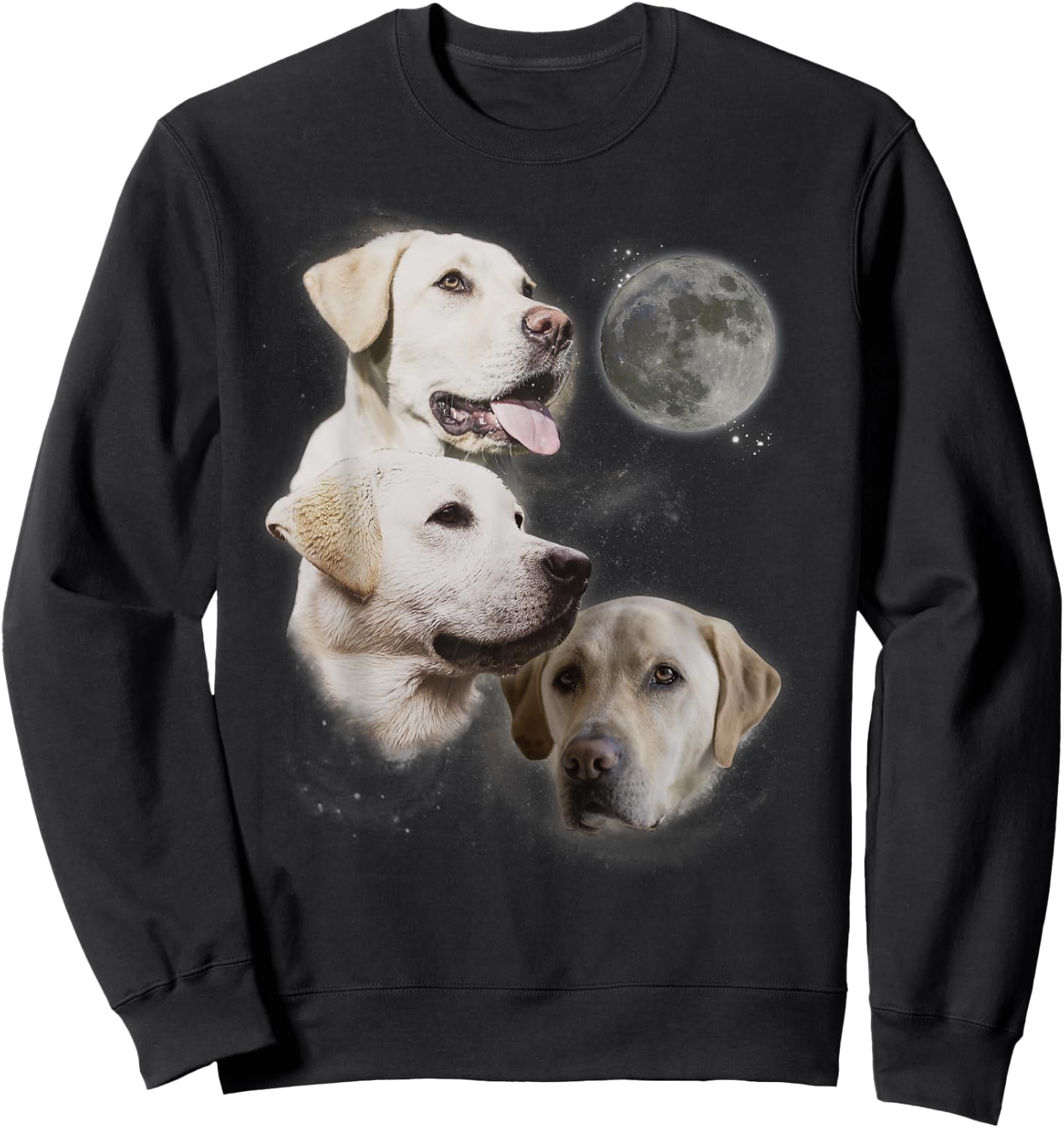 Howling at the Moon Shirt - Funny Yellow Labrador Retriever Sweatshirt - Sweatshirt | Black