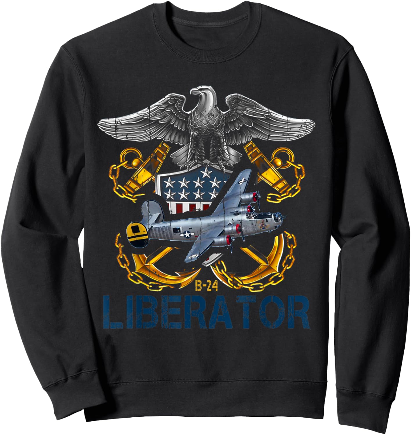 WW2 B-24 Liberator Bomber Airplane Sweatshirt - Sweatshirt | Black