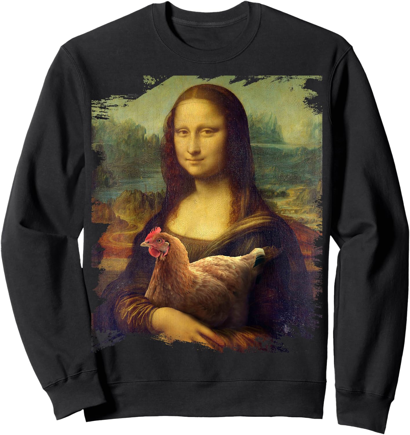 Mona Chicken Lisa Classic da Vinci Chickens Funny Sweatshirt - Sweatshirt | Black