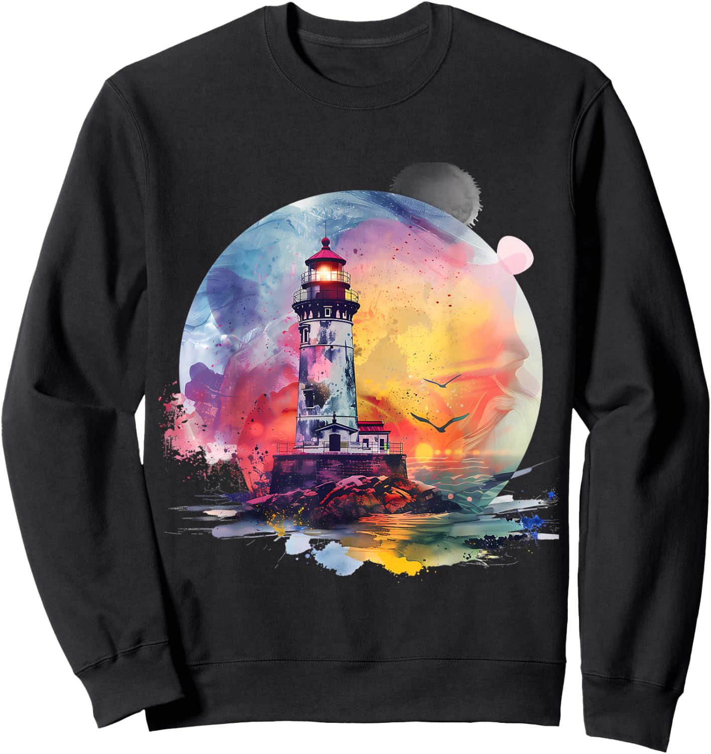 Lighthouse Seaside House Sailing Sea Beach Boating Sweatshirt - Sweatshirt | Black