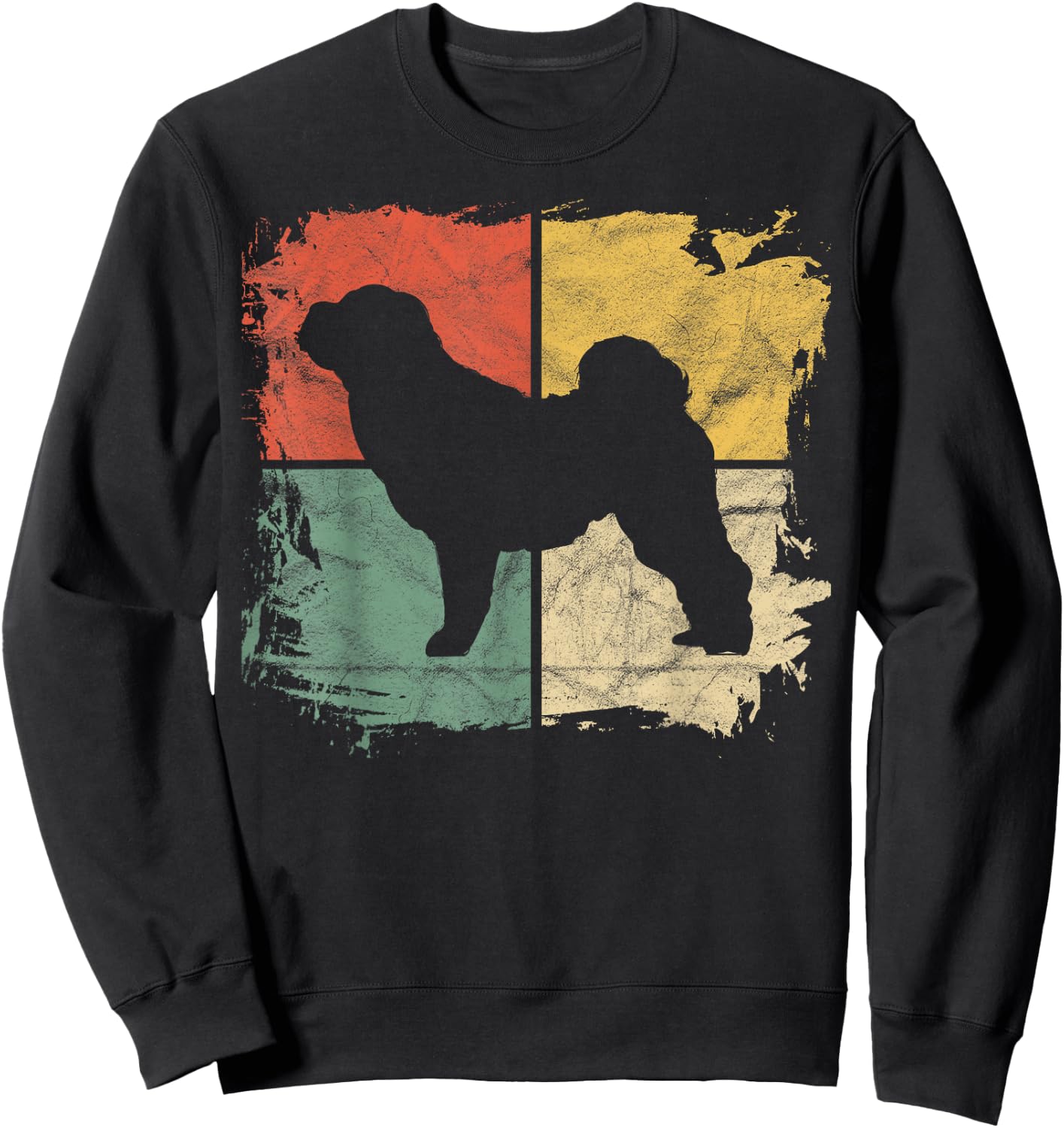 Square Retro Shar-Pei Owner Gift Dog Sharpei Dad Pet Mom Men Women Kids Sweatshirt - Sweatshirt | Black