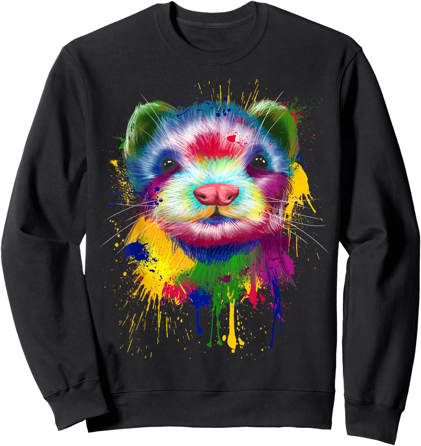 Ferret Artwork Face Hand Painting Splash Art Pet Polecat Sweatshirt - Sweatshirt | Black