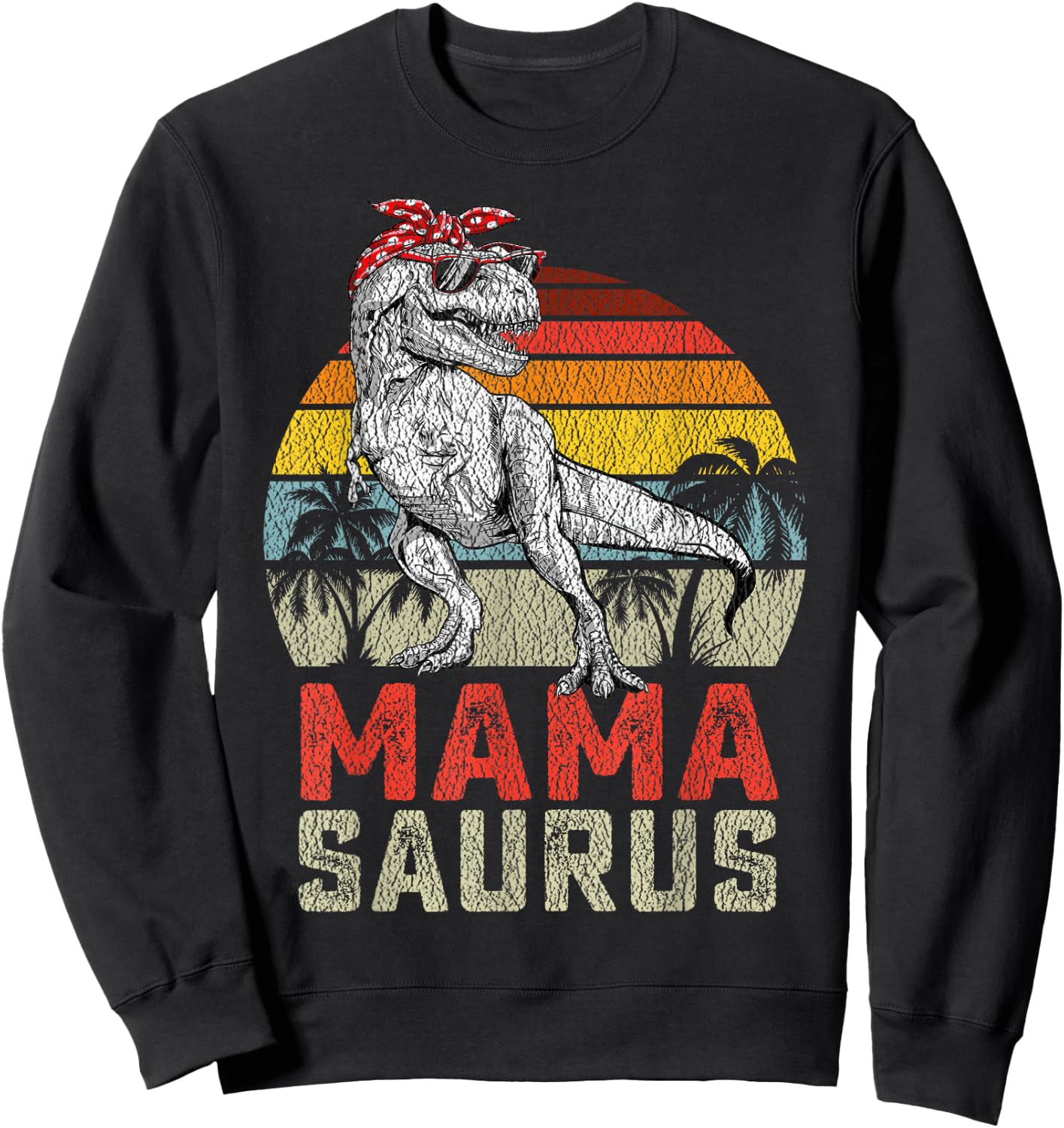 Mamasaurus T Rex Dinosaur Mama Saurus Family Matching Sweatshirt - Sweatshirt | Black