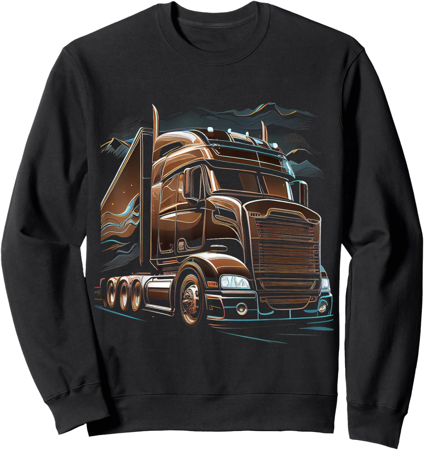 Truck Driver 18 Wheel Trucker Gift Sweatshirt - Sweatshirt | Black