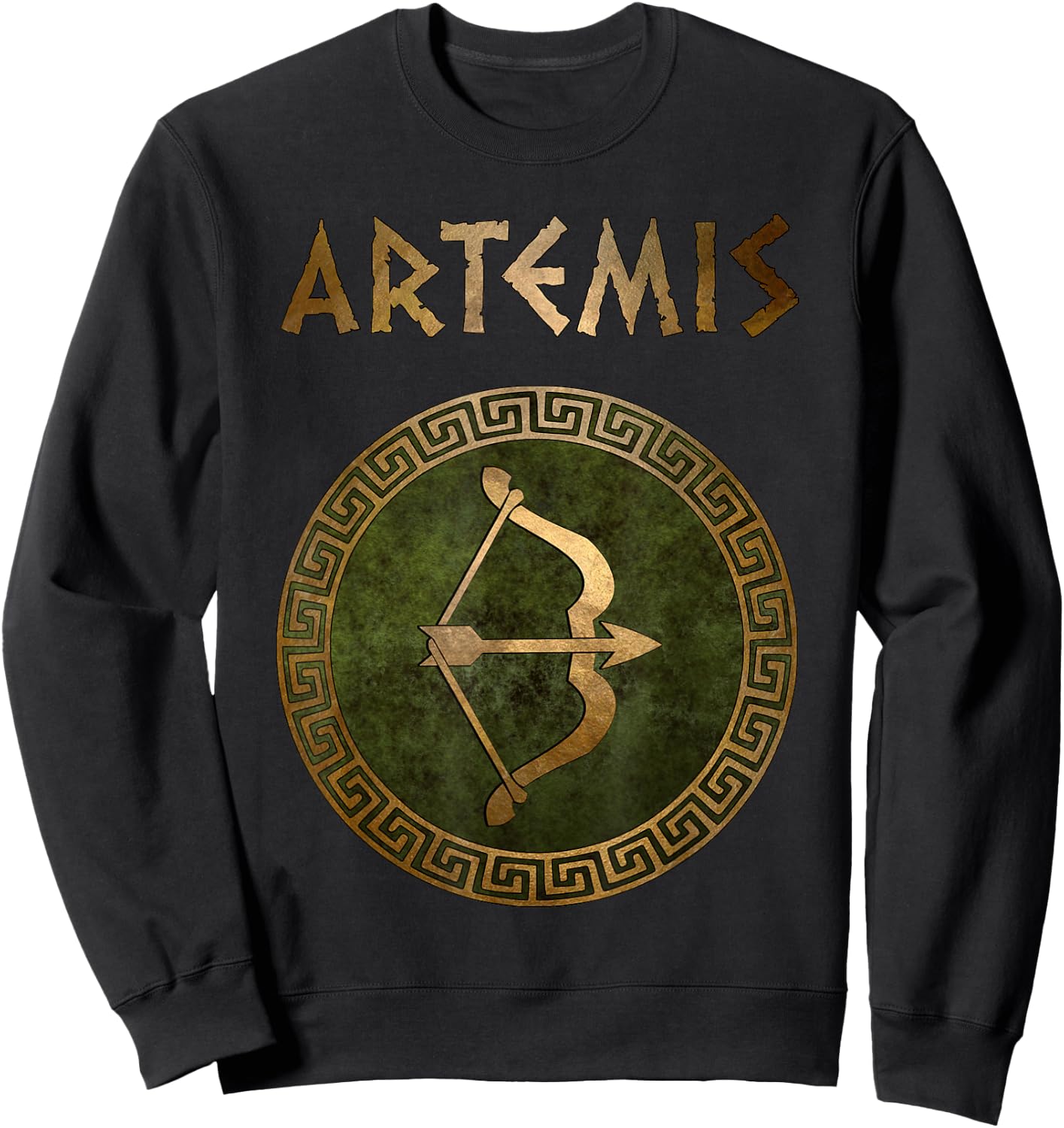 Artemis Greek Goddess of Hunting Antique Symbol Sweatshirt - Sweatshirt | Black