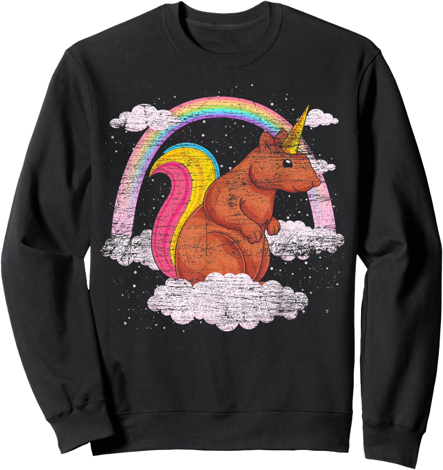 Fantasy Animal Rainbow Squirrelcorn Squirrel Unicorn Sweatshirt - Sweatshirt | Black