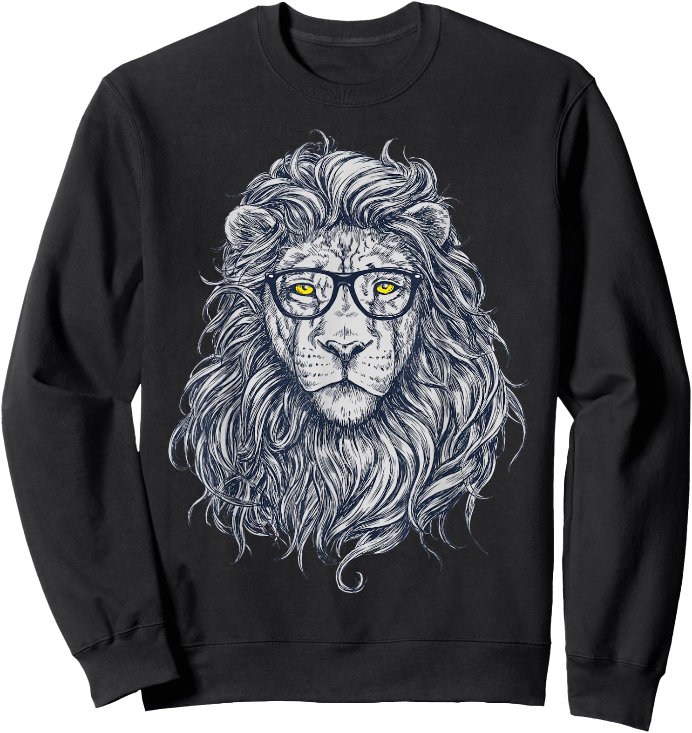 Cool Lion in Glasses Hipster Funny Nerd Humor Sweatshirt - Sweatshirt | Black