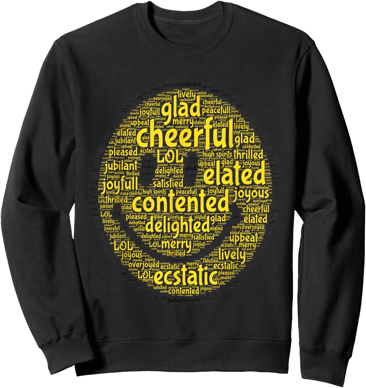 Happy Smile Smile Face Aesthetic Co Positive Vibes Mood Sweatshirt - Sweatshirt | Black