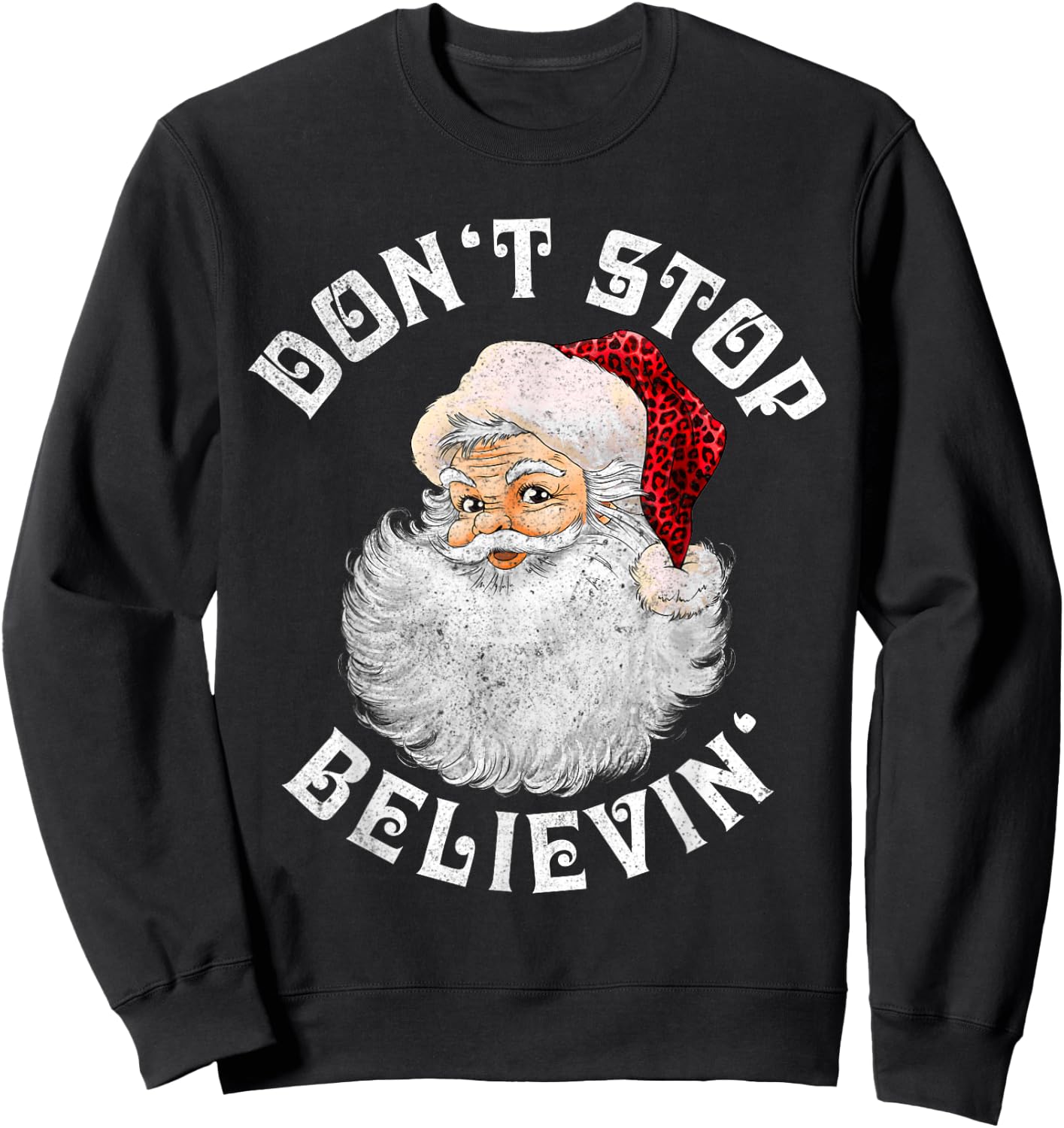 Don't Stop Believin Christmas Santa Pajamas Boys Kids Xmas Sweatshirt - Sweatshirt | Black
