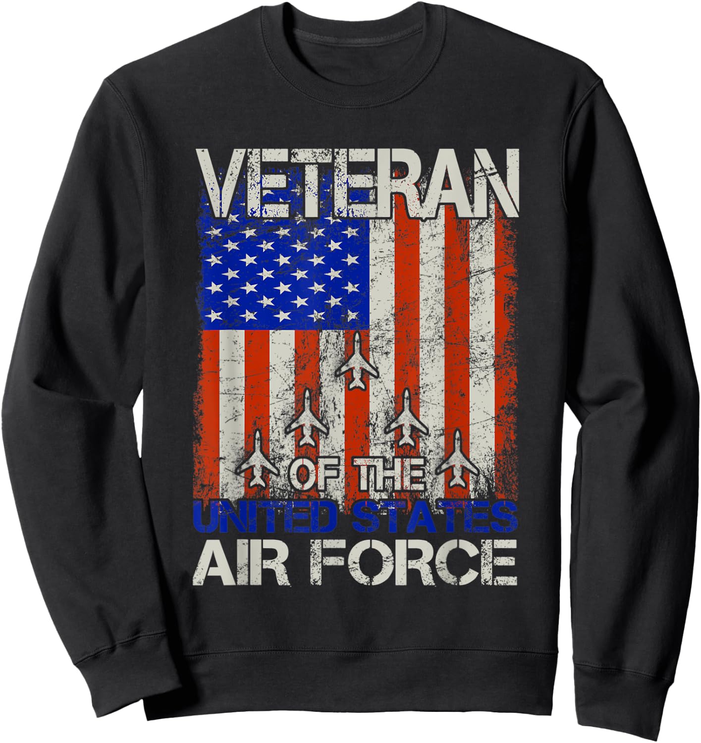 Veteran of the United States Air Force USAF Retro US Flag Sweatshirt - Sweatshirt | Black