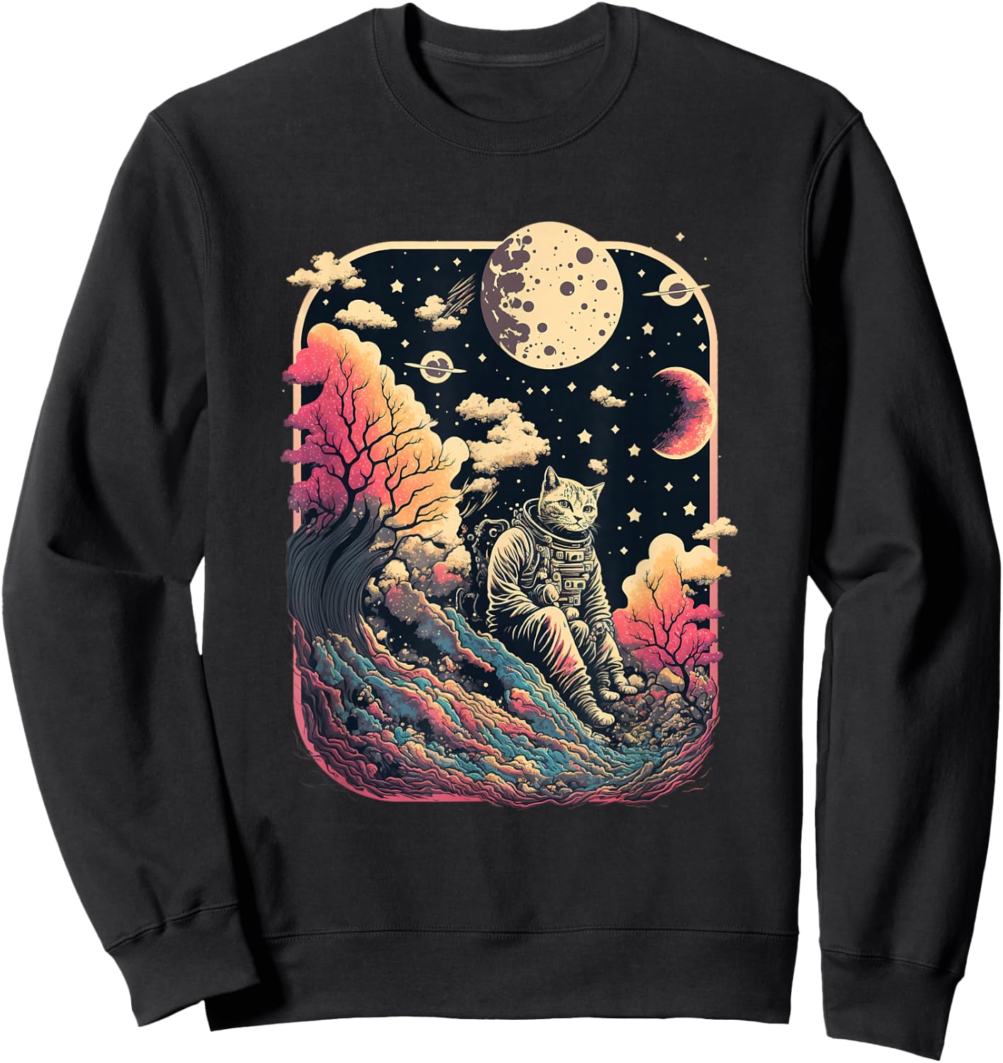 extraterrestrial astronaut cat in space science fiction Women Sweatshirt - Sweatshirt | Black