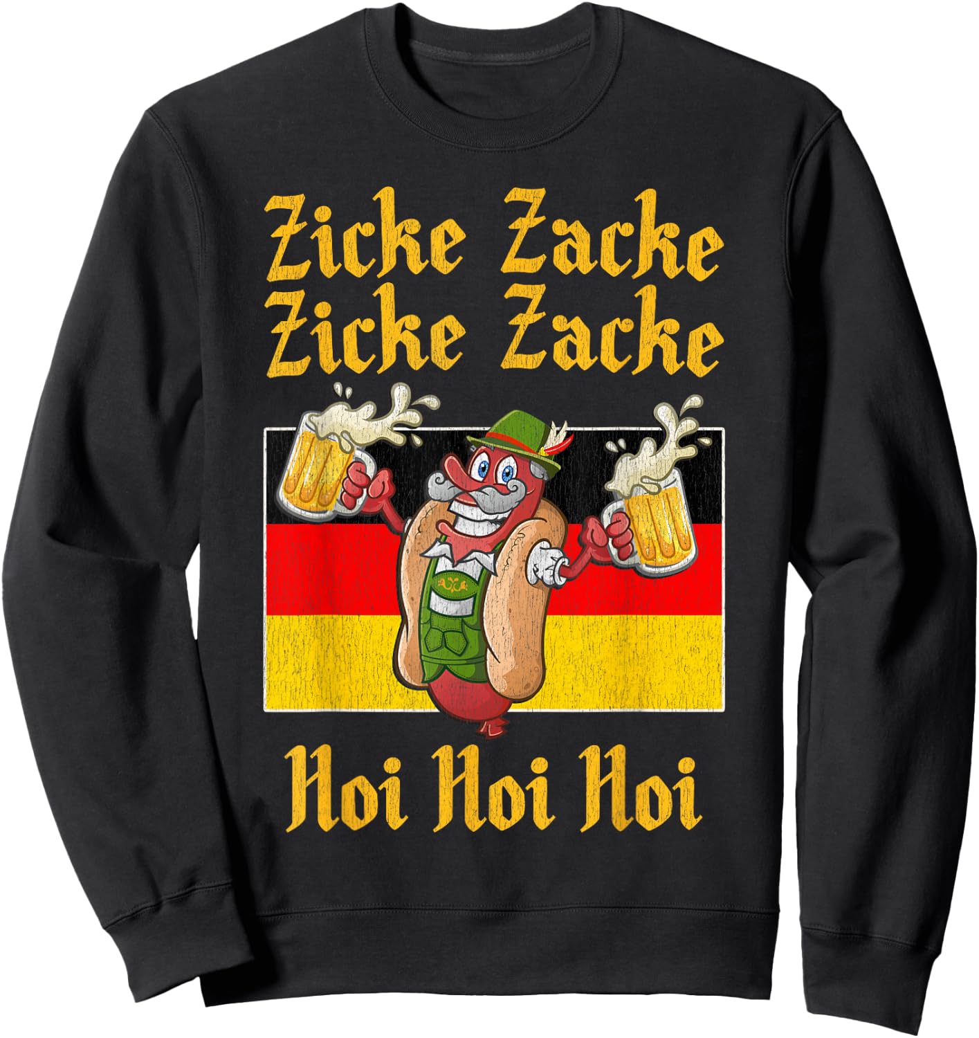 Zicke Zacke Hoi Hoi Hoi Funny Oktoberfest Sausage Sweatshirt - Sweatshirt | Black