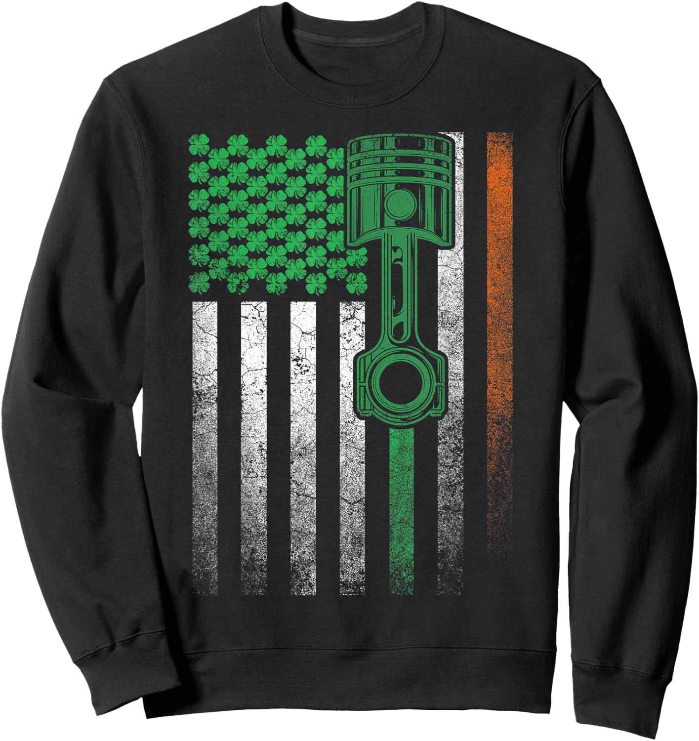 Car Guy Mechanic Gift St. Patrick's Day Irish American Flag Kids Men Sweatshirt - Sweatshirt | Black