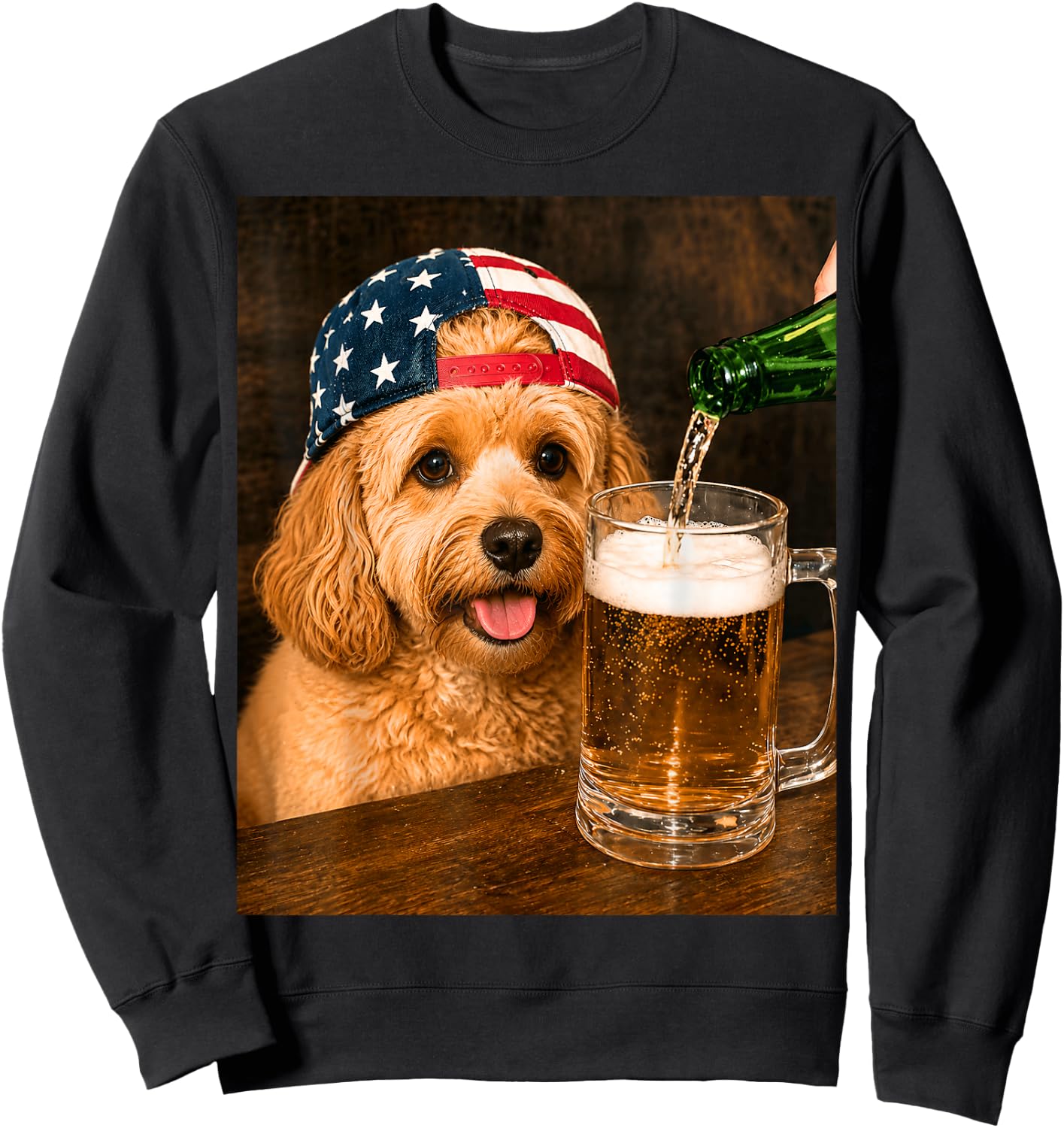 Funny Cavapoo Drinking Beer Meme Sweatshirt - Sweatshirt | Black