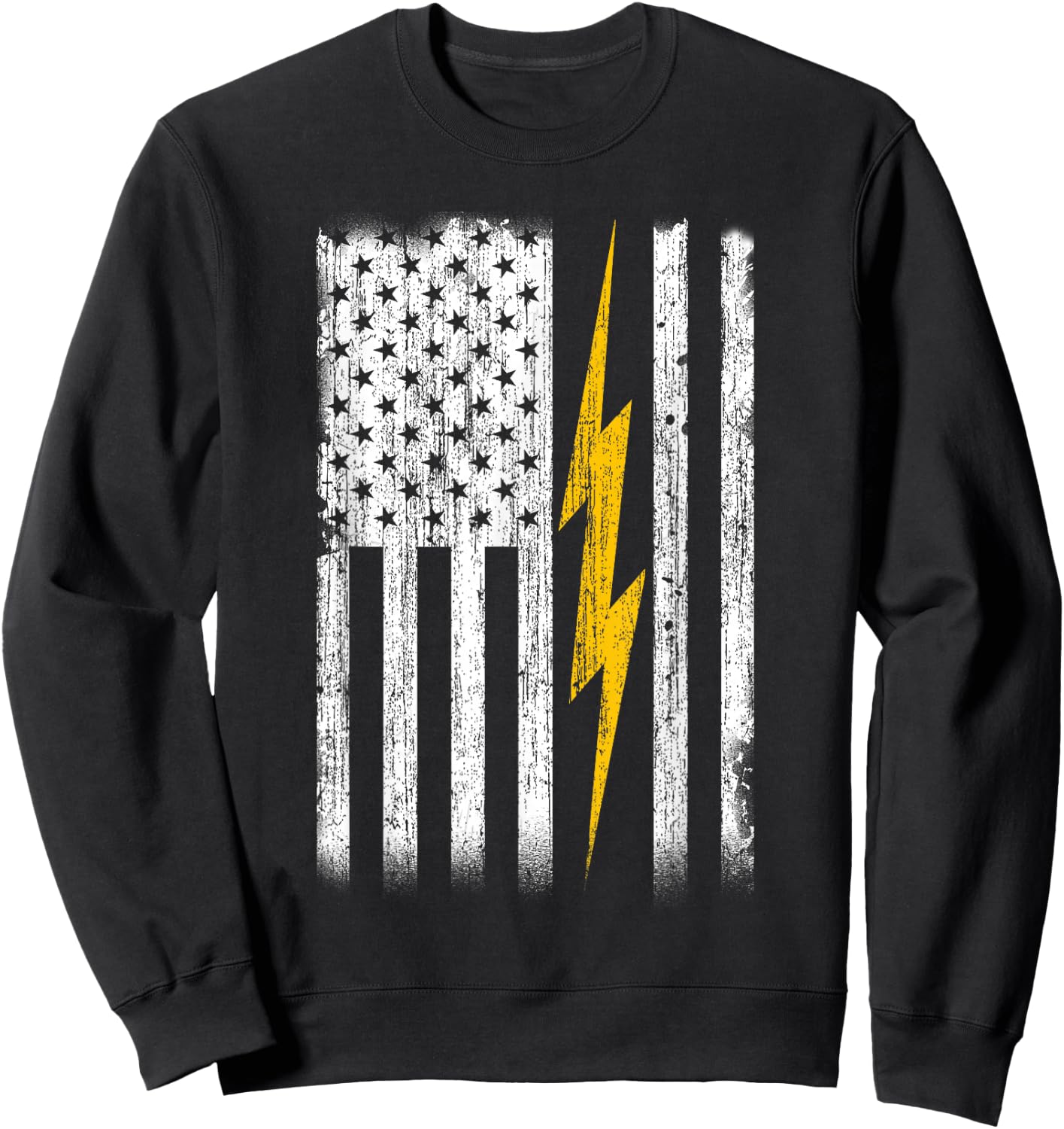 Electrician Flag Us Shirt Gift Sweatshirt - Sweatshirt | Black