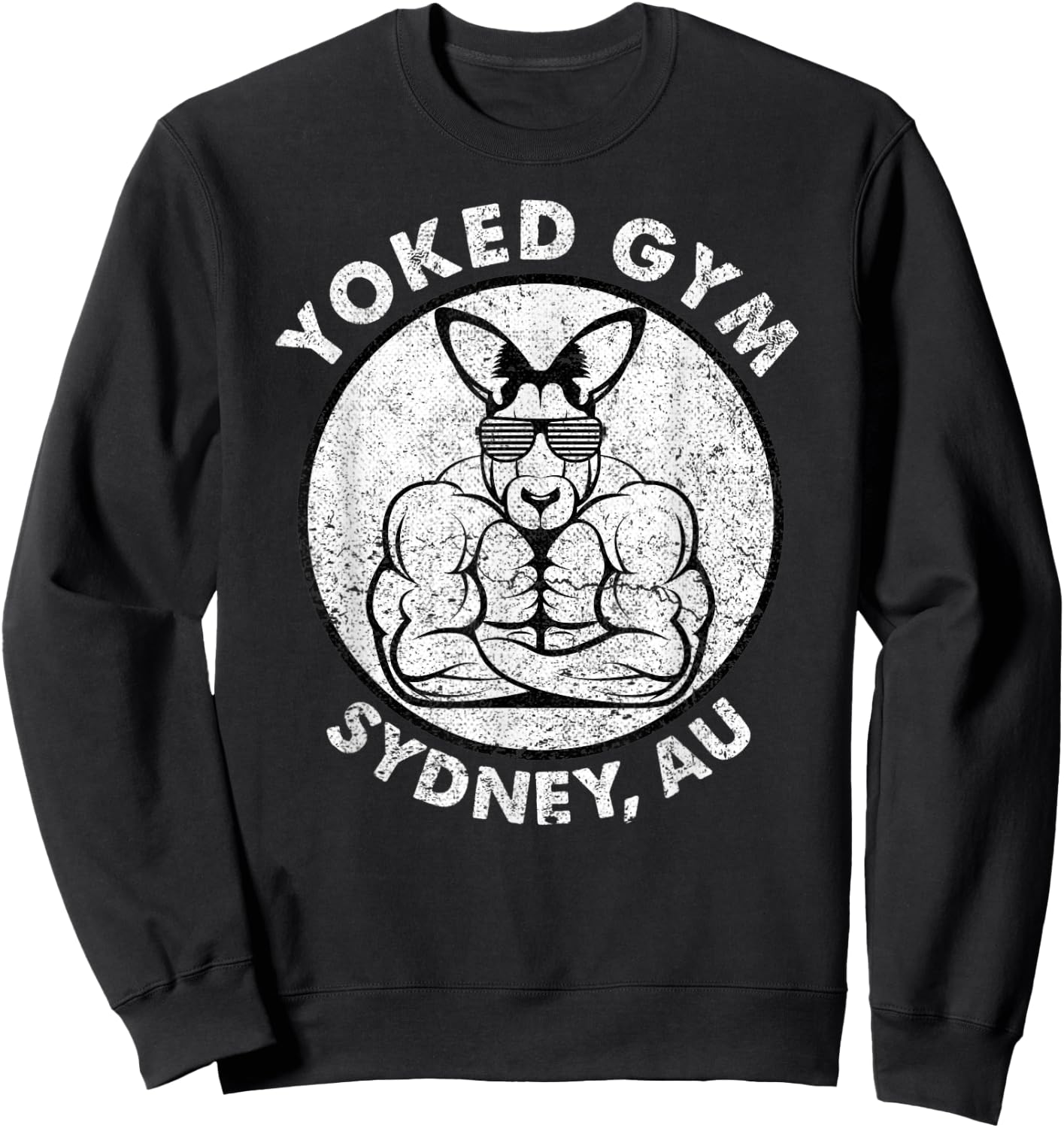 Weight Lift Yoked Gym Sydney Flex Muscle Kangaroo Men Women Sweatshirt - Sweatshirt | Black