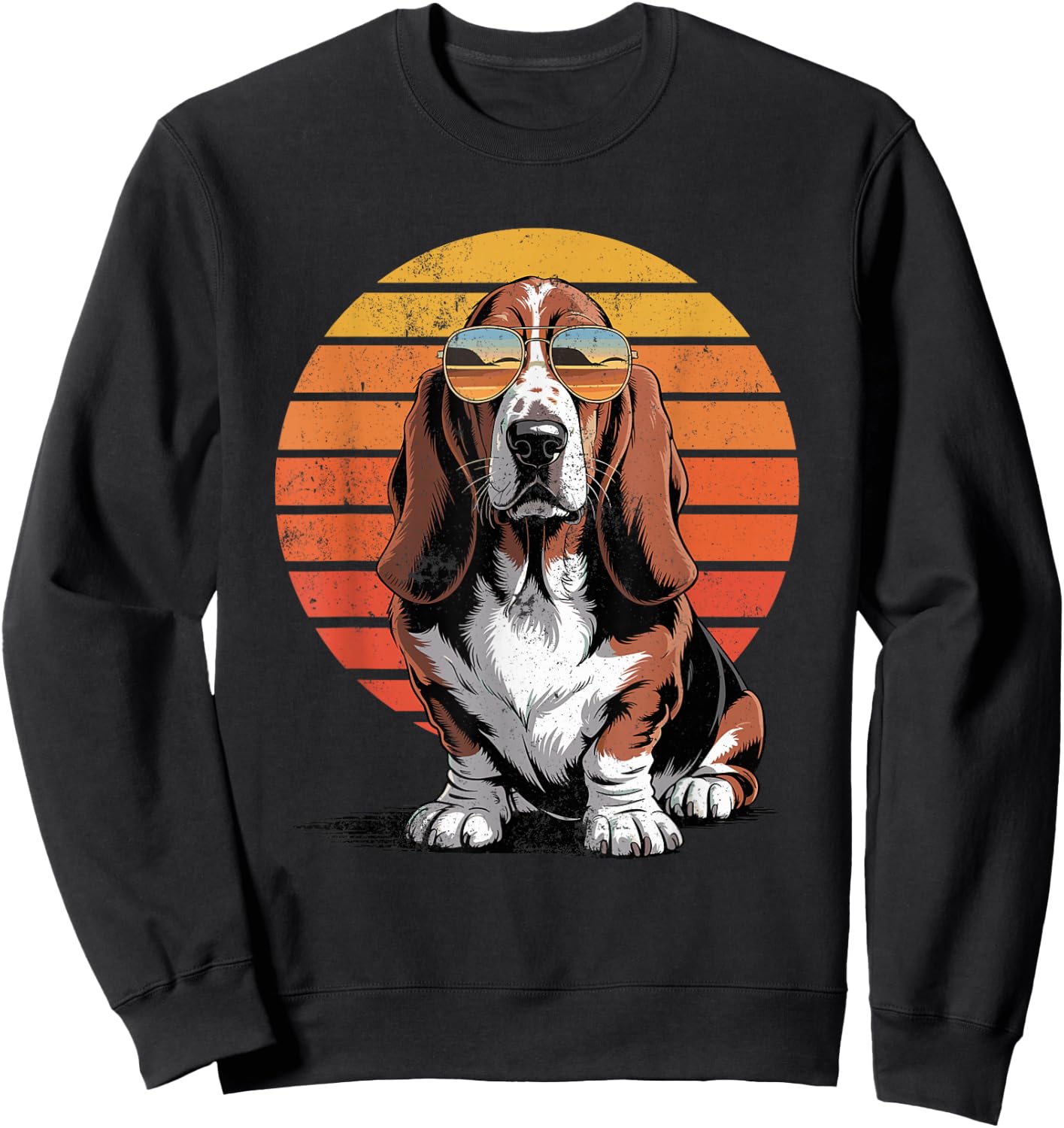Cool Retro Basset Hound Dog Mom Dad Vintage Pet Lovers Sweatshirt - Sweatshirt | Black