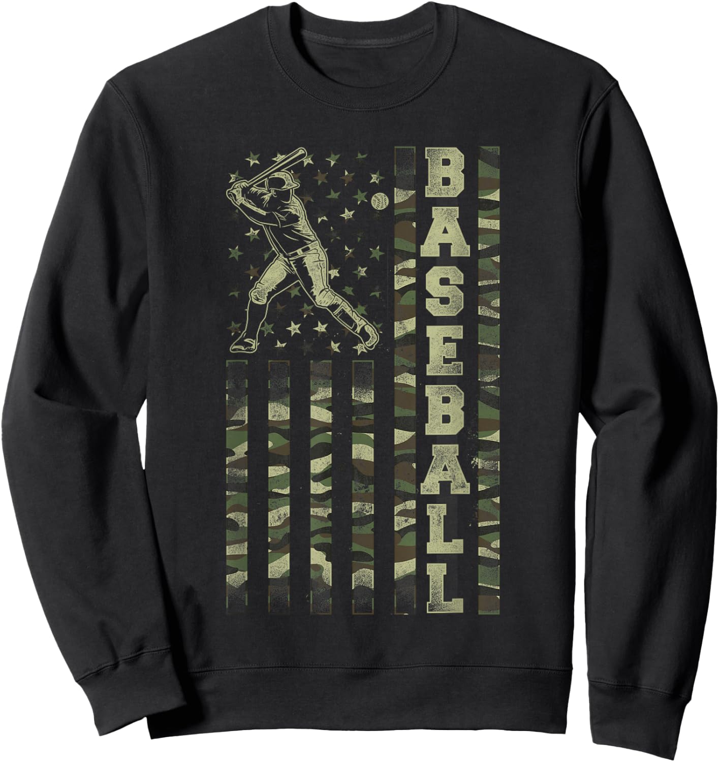 Baseball Fan Usa American Flag Camo Camouflage Sweatshirt - Sweatshirt | Black