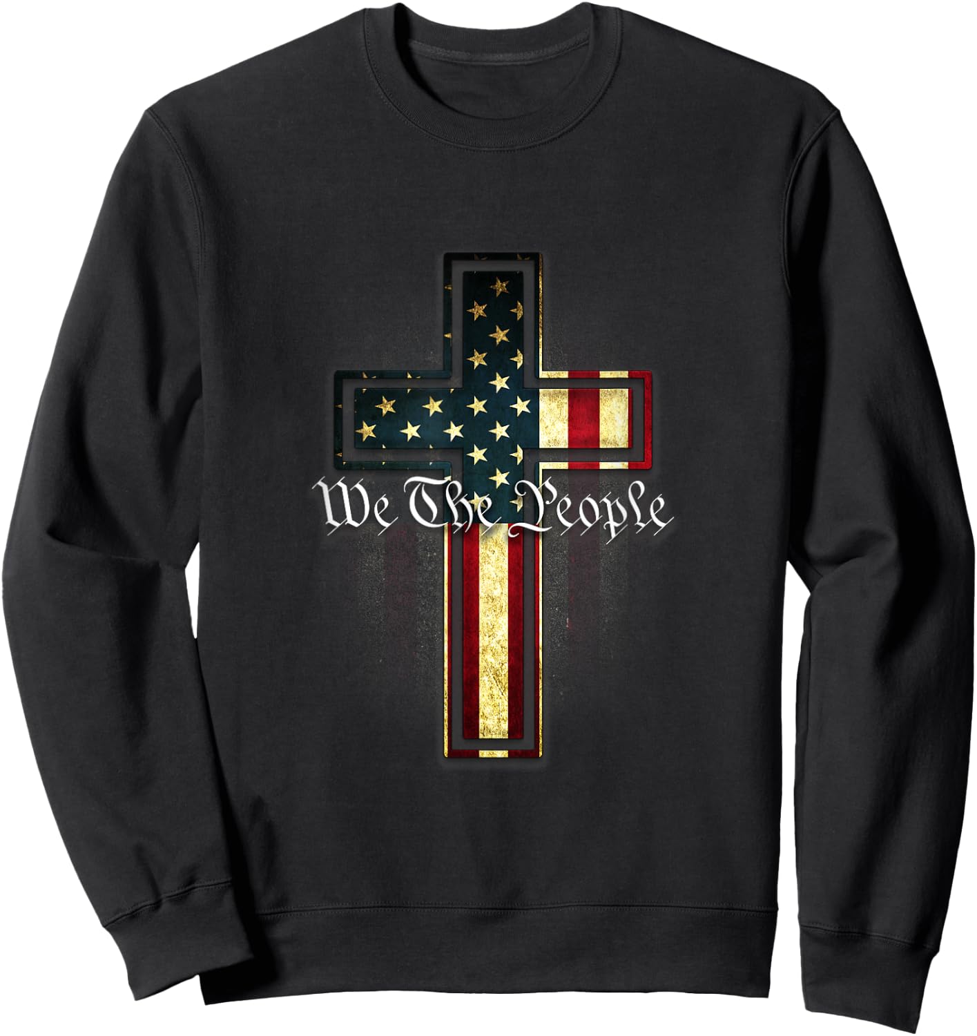 We The People Patriotic American Constitution Cross Sweatshirt - Sweatshirt | Black