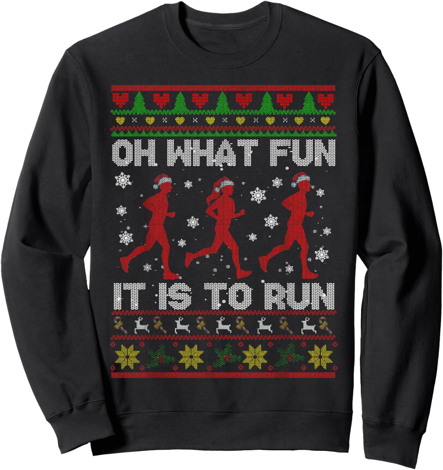 Oh What Fun It is to Run Xmas Santa Runner Running Sweater Sweatshirt - Sweatshirt | Black