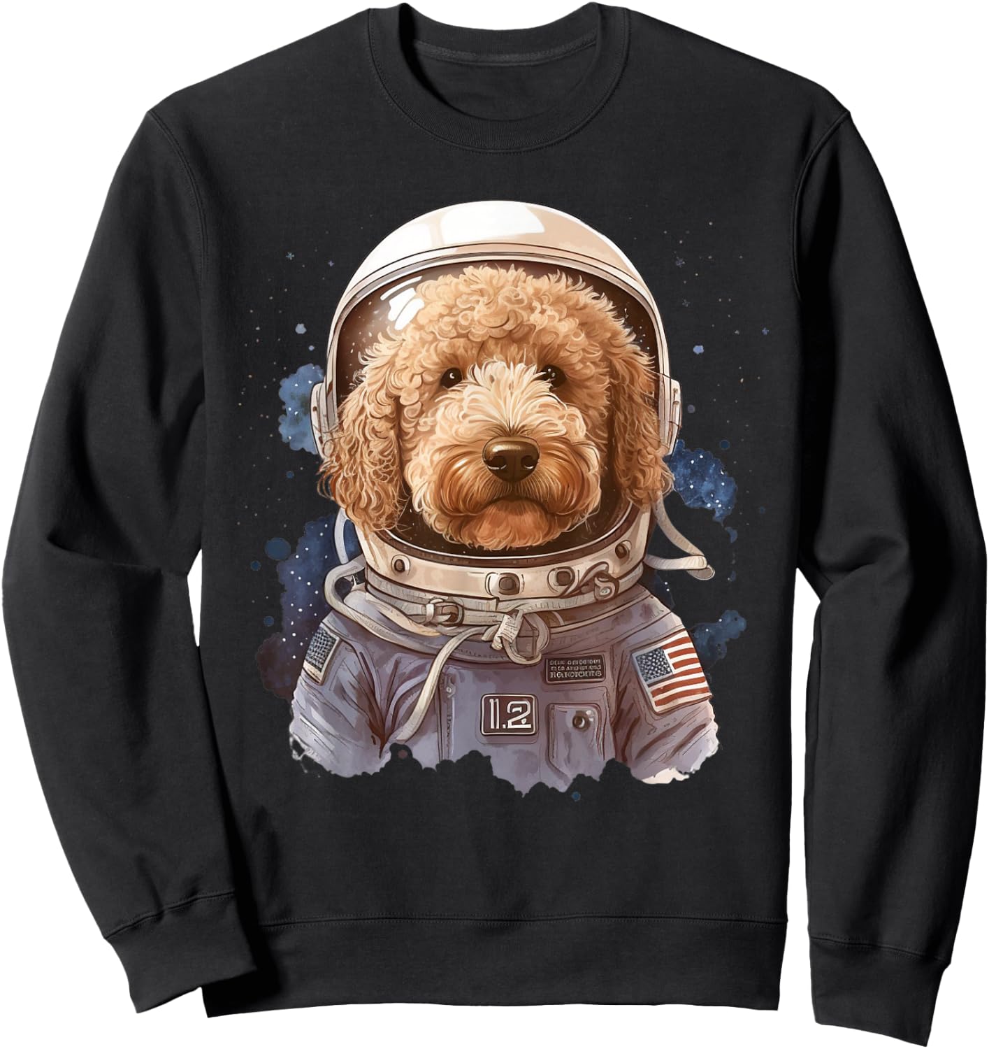Goldendoodle Astronaut In The Space Cool Graphic Doodle Dog Sweatshirt - Sweatshirt | Black