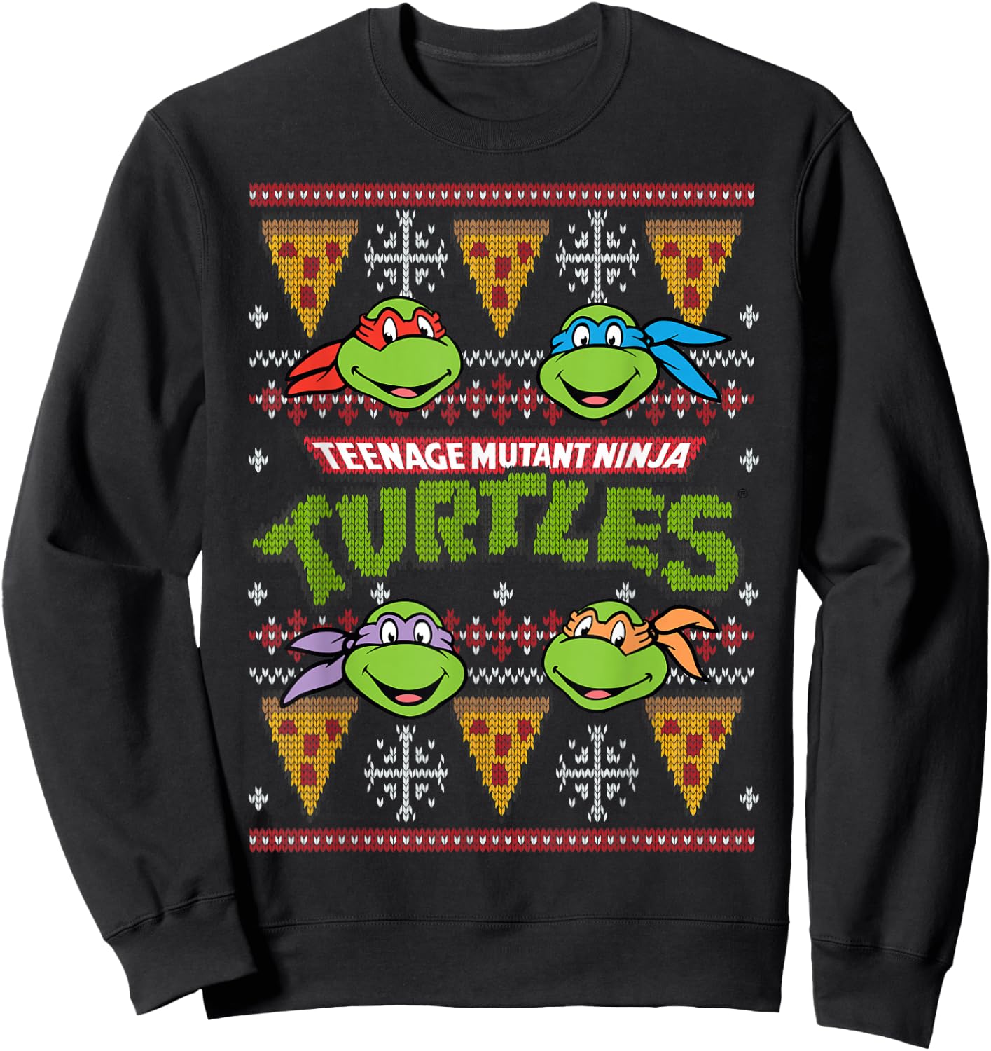 TMNT Ugly Christmas Sweater with Pizza Sweatshirt - Sweatshirt | Black