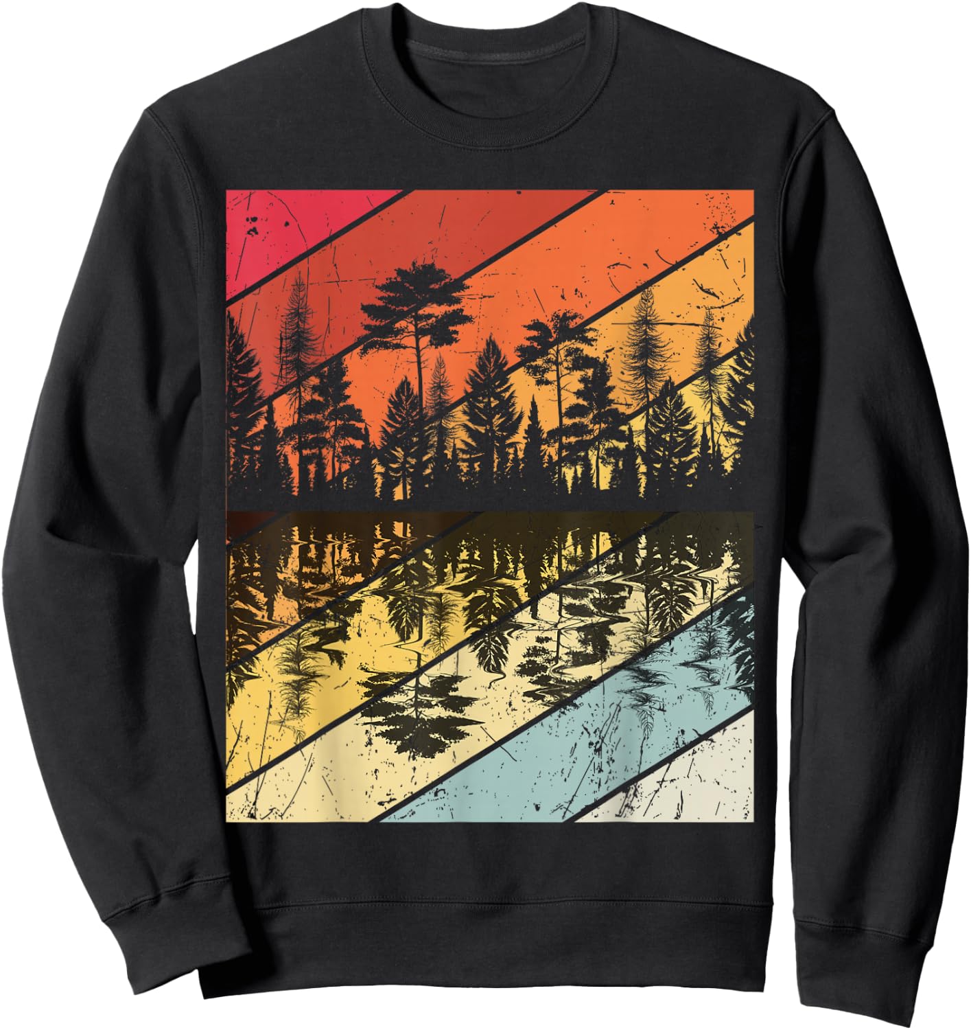 Forest Forrest Camping Vintage Tree Design Retro Lover Sweatshirt - Sweatshirt | Black
