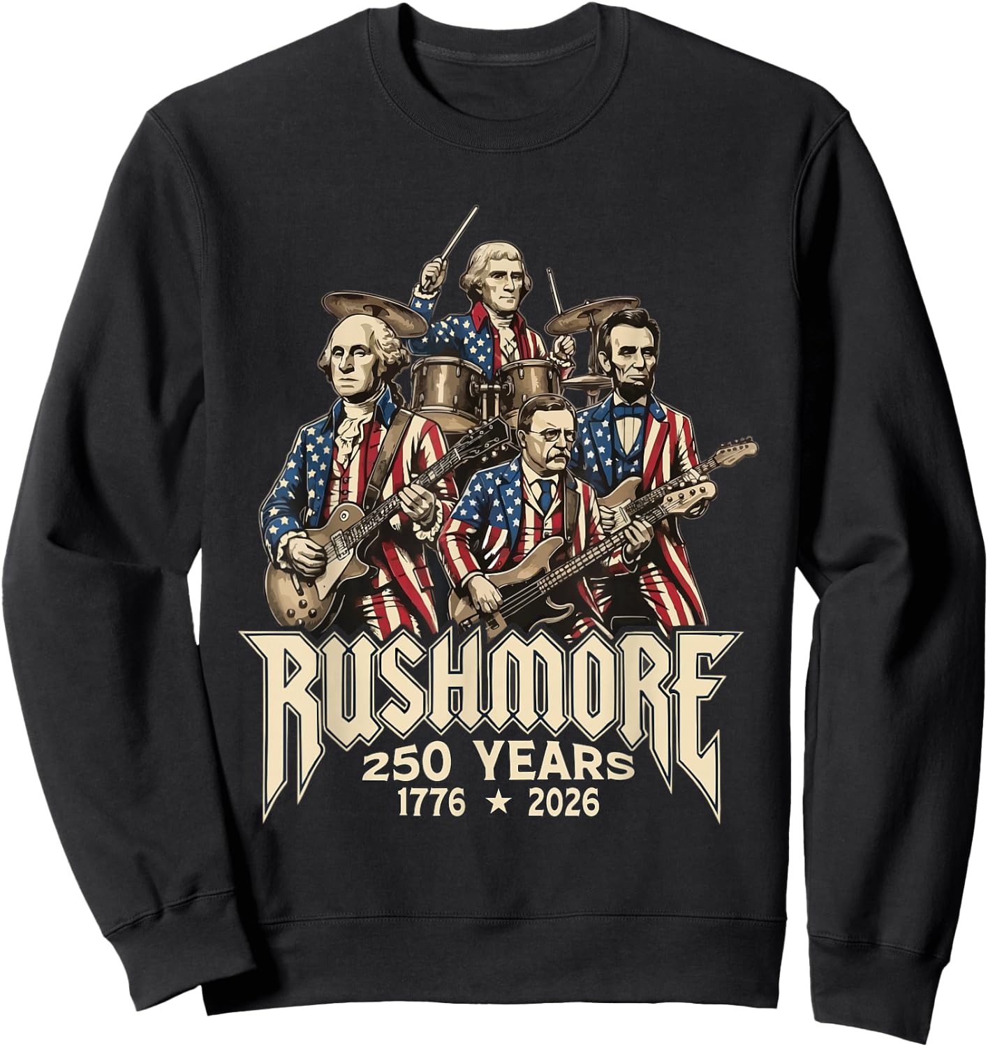 4th of July 250th Anniversary 1776 2026 Patriotic USA Sweatshirt - Sweatshirt | Black