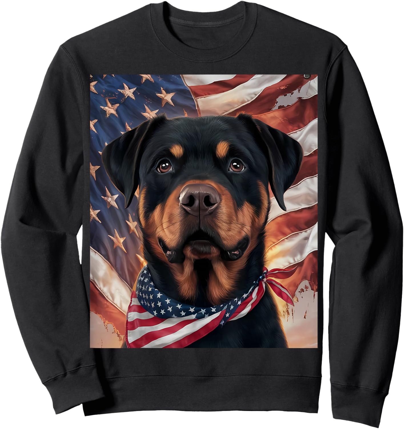 Rottweiler Dog 4th of July American Flag American Pride Sweatshirt - Sweatshirt | Black