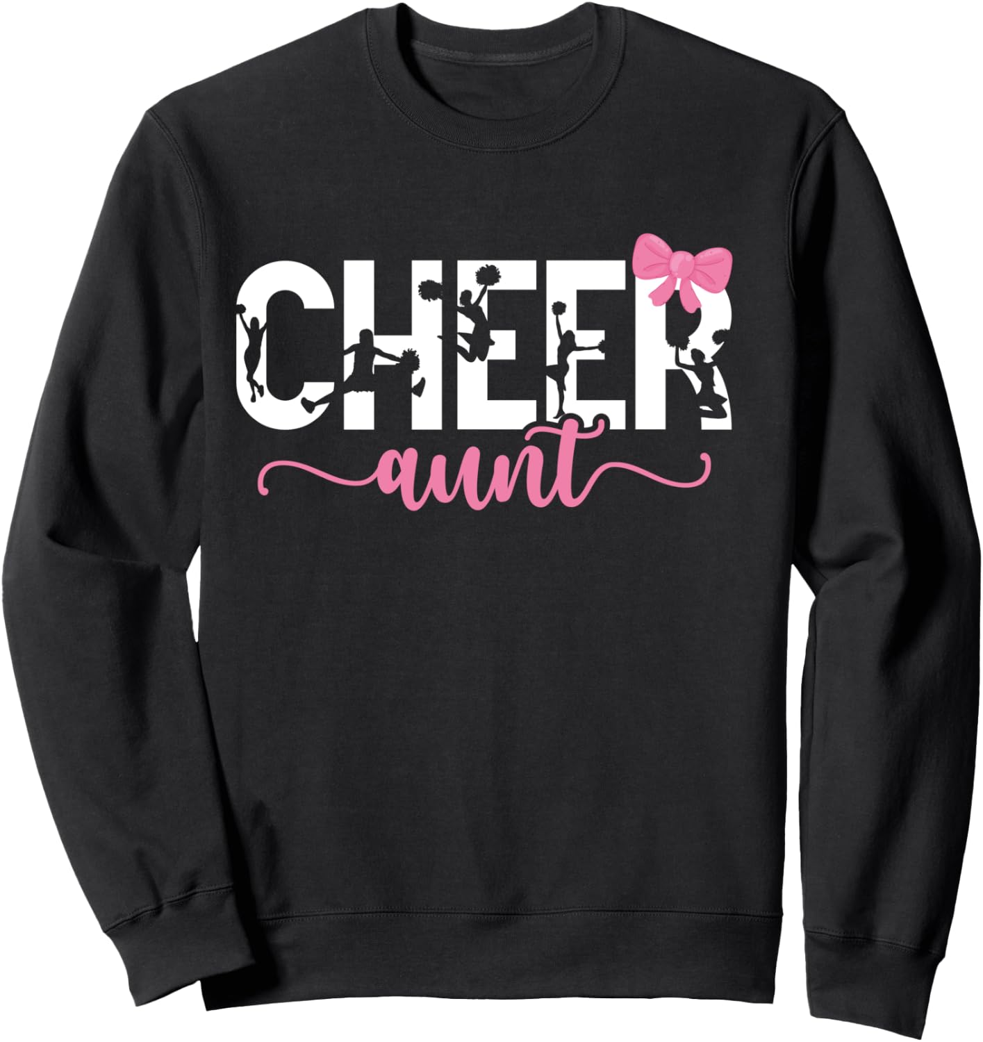 Cheer Aunt Of A Cheerleader Auntie Bow Cheerleading Aunt Sweatshirt - Sweatshirt | Black