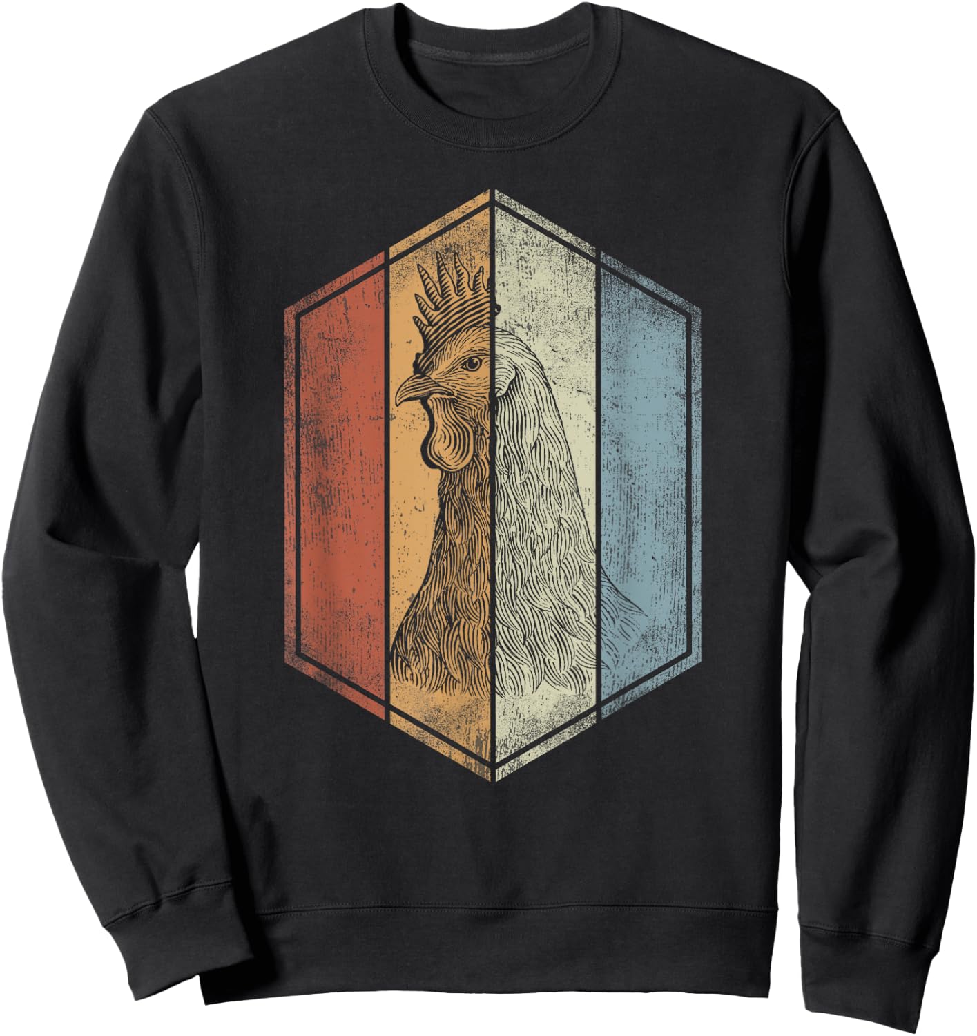 Chicken Retro Vintage Style Chicken Lover Sweatshirt - Sweatshirt | Black