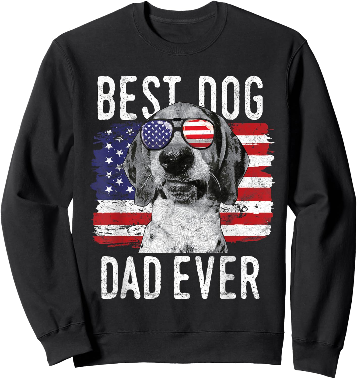 American Flag Best Dog Dad Ever Treeing Walker Coonhounds Women Men Sweatshirt - Sweatshirt | Black