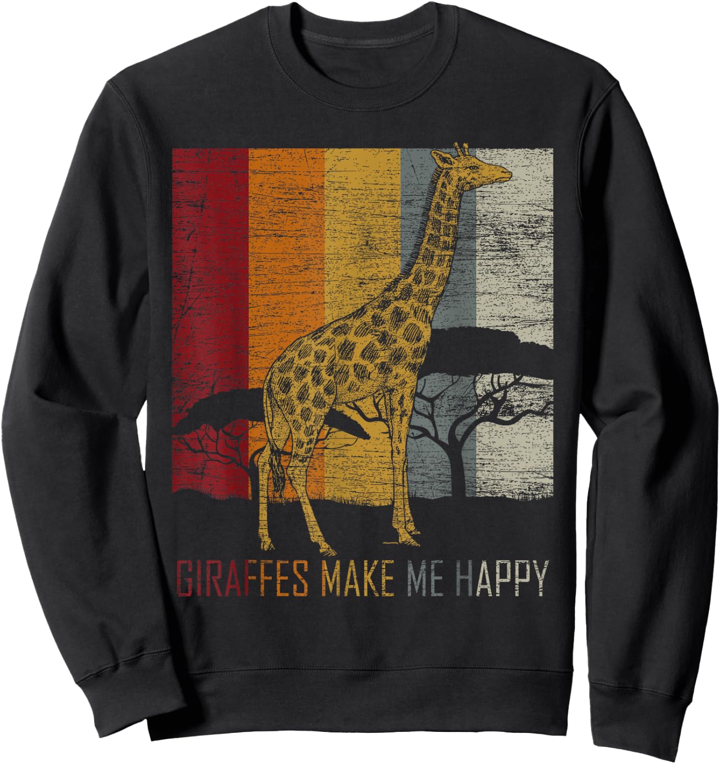 Zoo Keeper Africa Vintage Retro Gift Giraffe Sweatshirt - Sweatshirt | Black