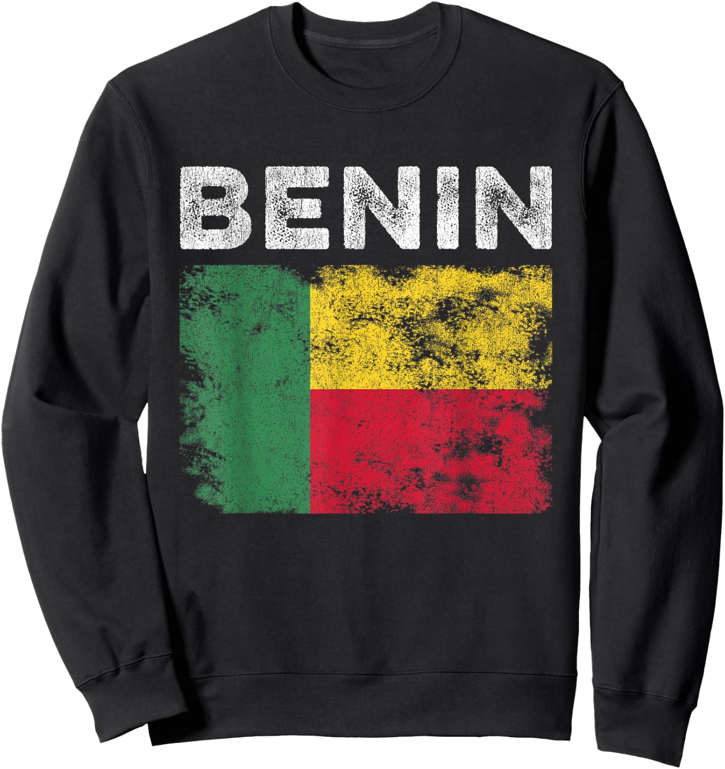 Benin Flag Distressed - Men Women Kids - Beninese Flag Sweatshirt - Sweatshirt | Black