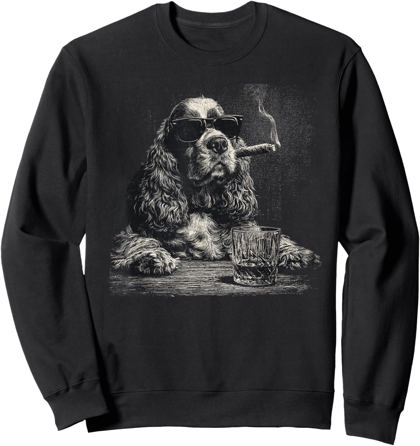 Cocker Spaniel Dad Dog Sunglasses Father's Day Family Sweatshirt - Sweatshirt | Black