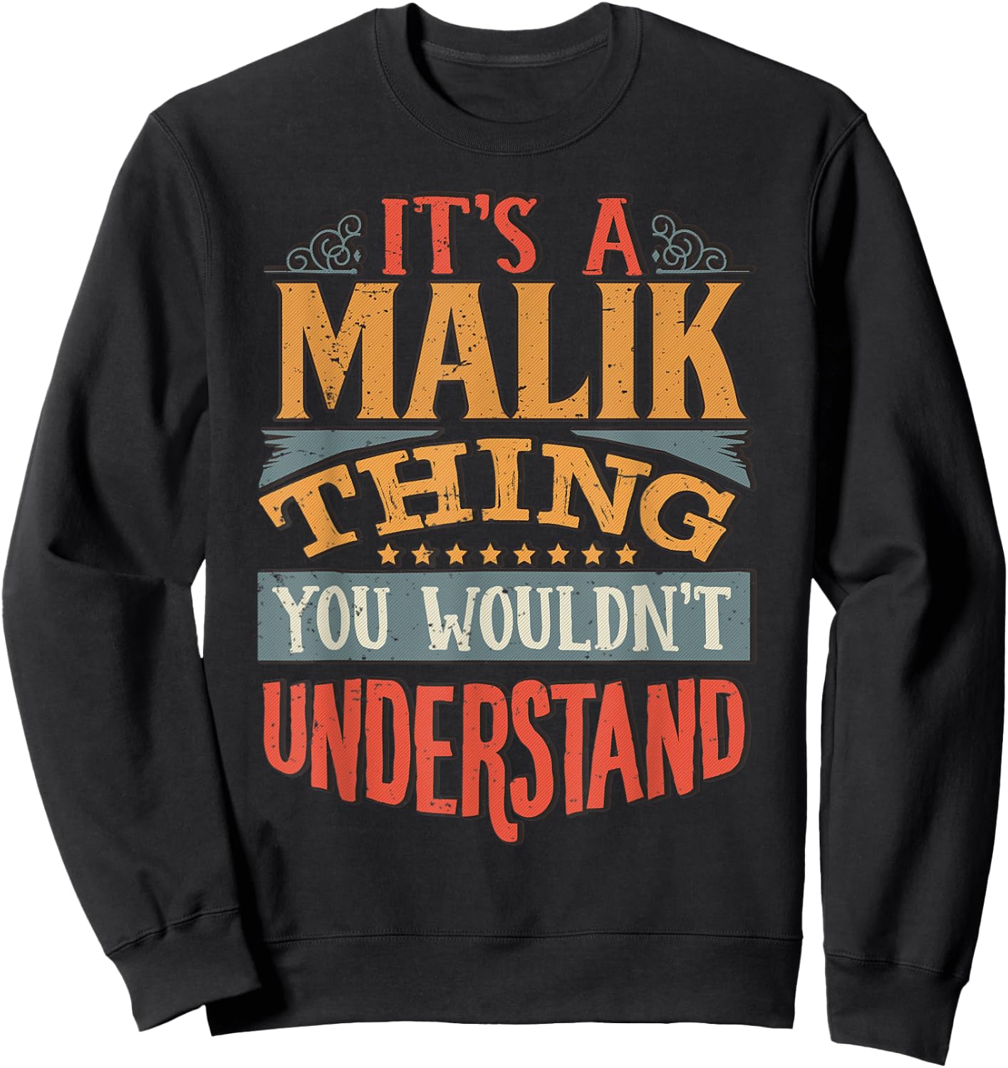 Malik Name Sweatshirt - Sweatshirt | Black