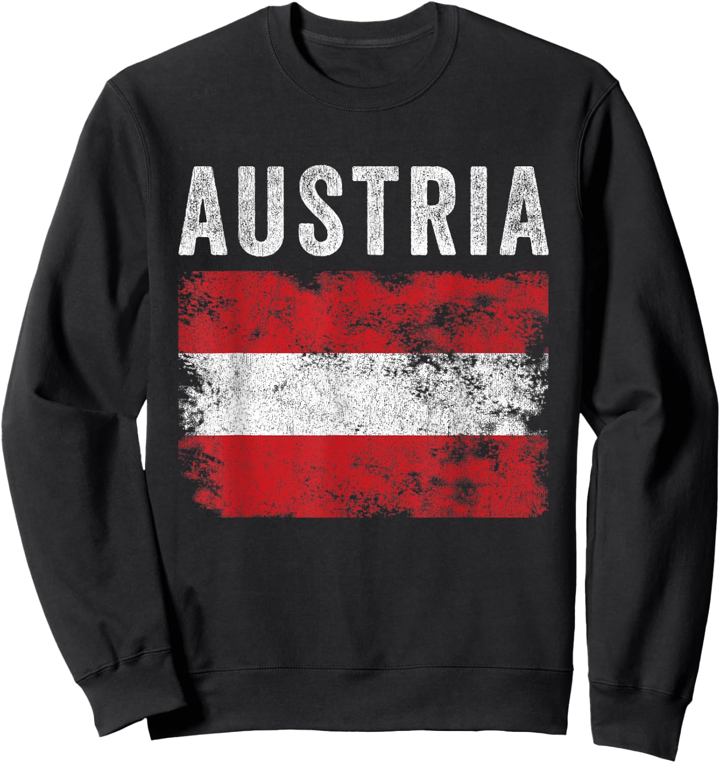 Austria Flag Distressed - Men Women Kids - Austrian Flag Sweatshirt - Sweatshirt | Black